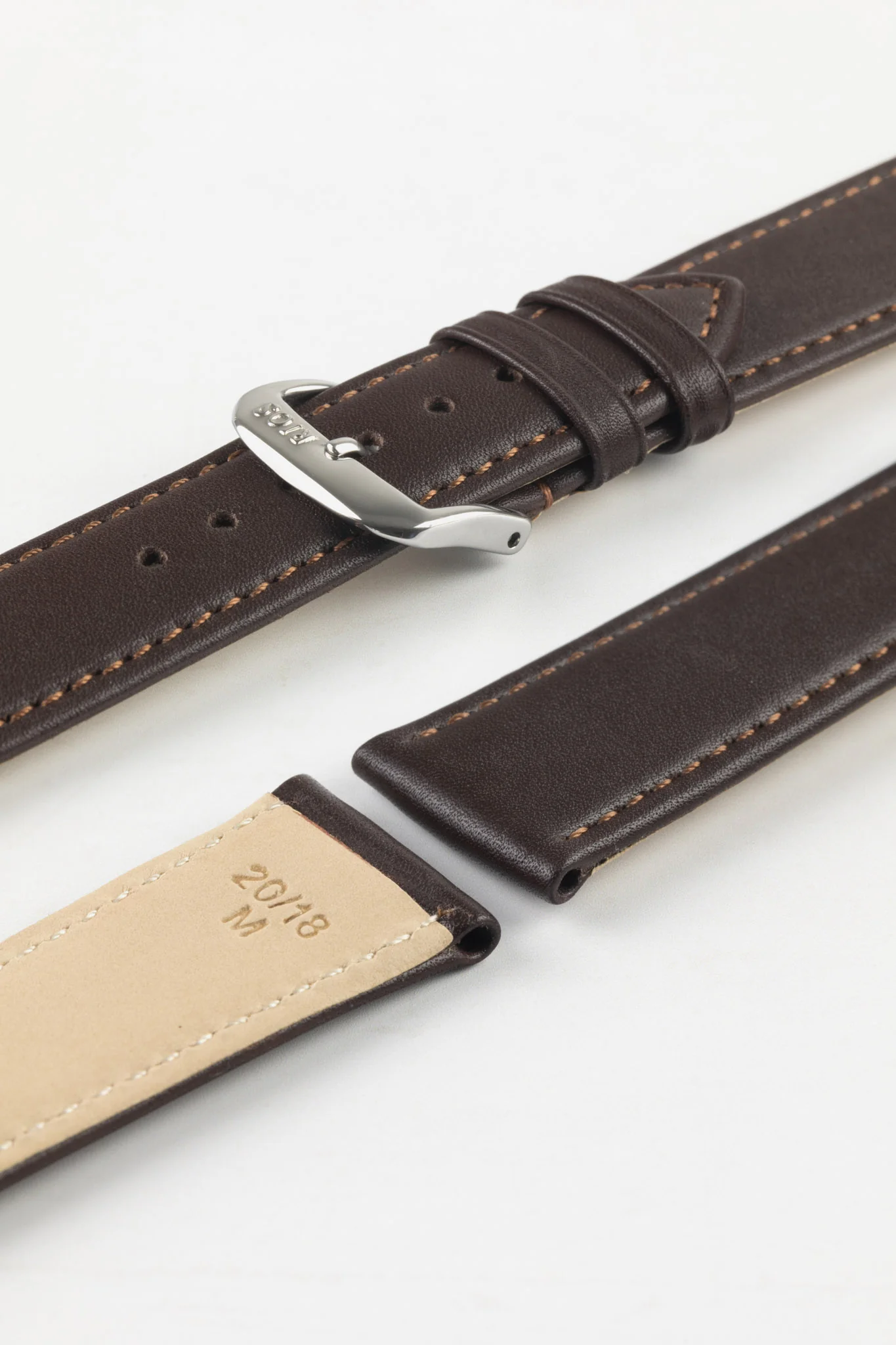 RIOS1931 TOSCANA Square-Padded Calfskin Leather Watch Strap in MOCHA - Image 7