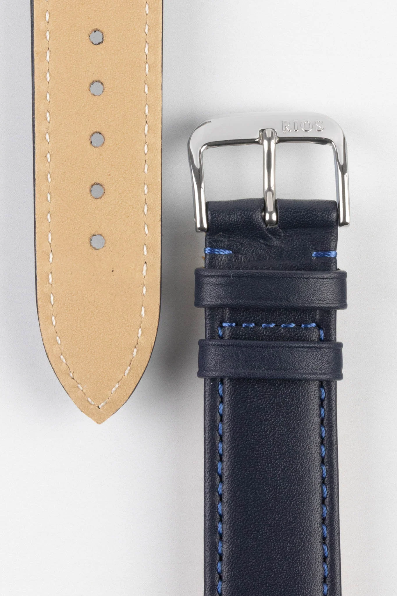 RIOS1931 TOSCANA Square-Padded Calfskin Leather Watch Strap in OCEAN BLUE - Image 3