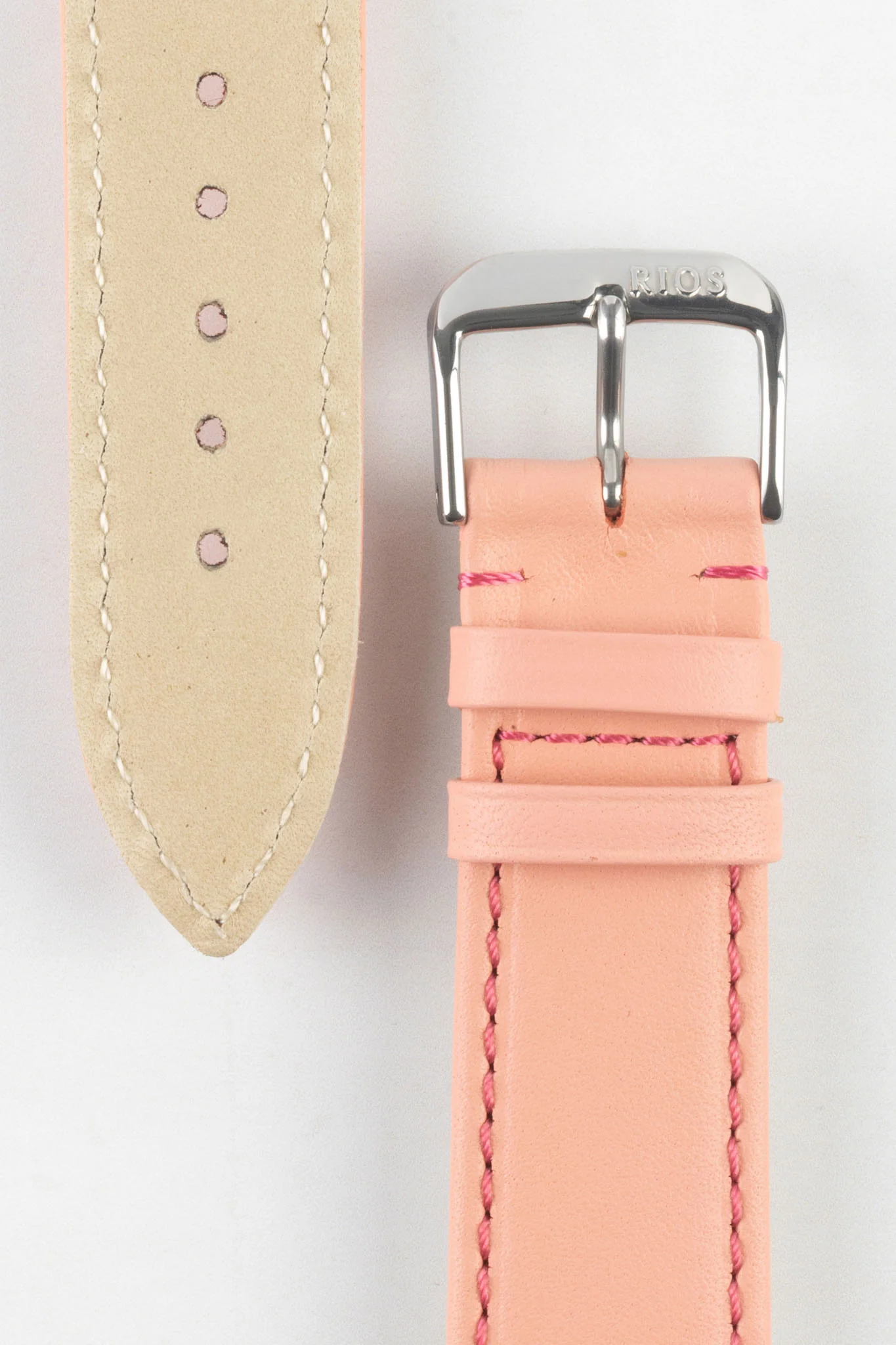RIOS1931 TOSCANA Square-Padded Calfskin Leather Watch Strap in PALE PINK - Image 3