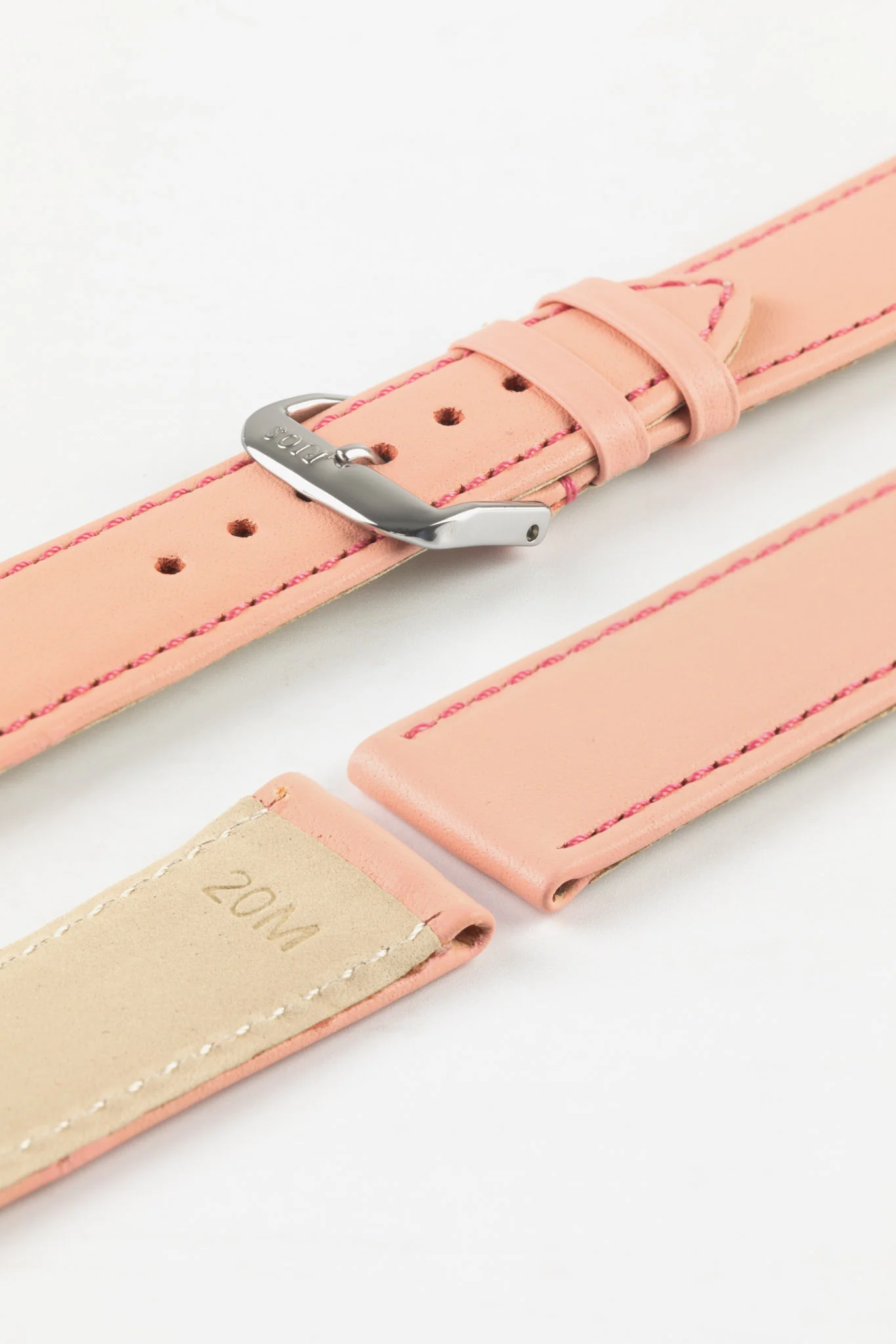 RIOS1931 TOSCANA Square-Padded Calfskin Leather Watch Strap in PALE PINK - Image 7