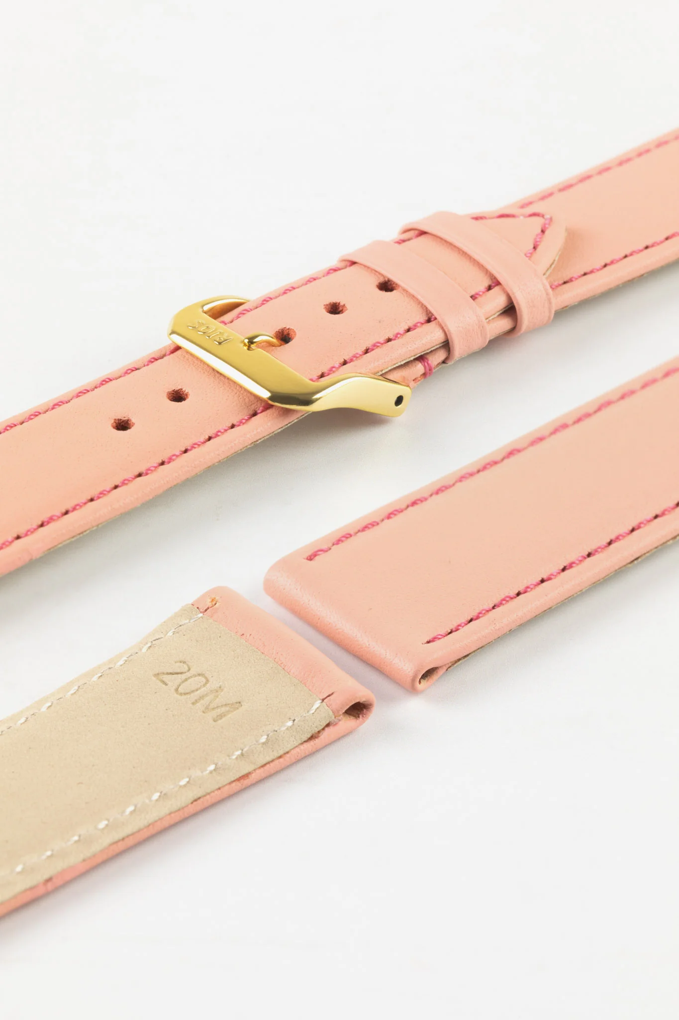 RIOS1931 TOSCANA Square-Padded Calfskin Leather Watch Strap in PALE PINK - Image 8