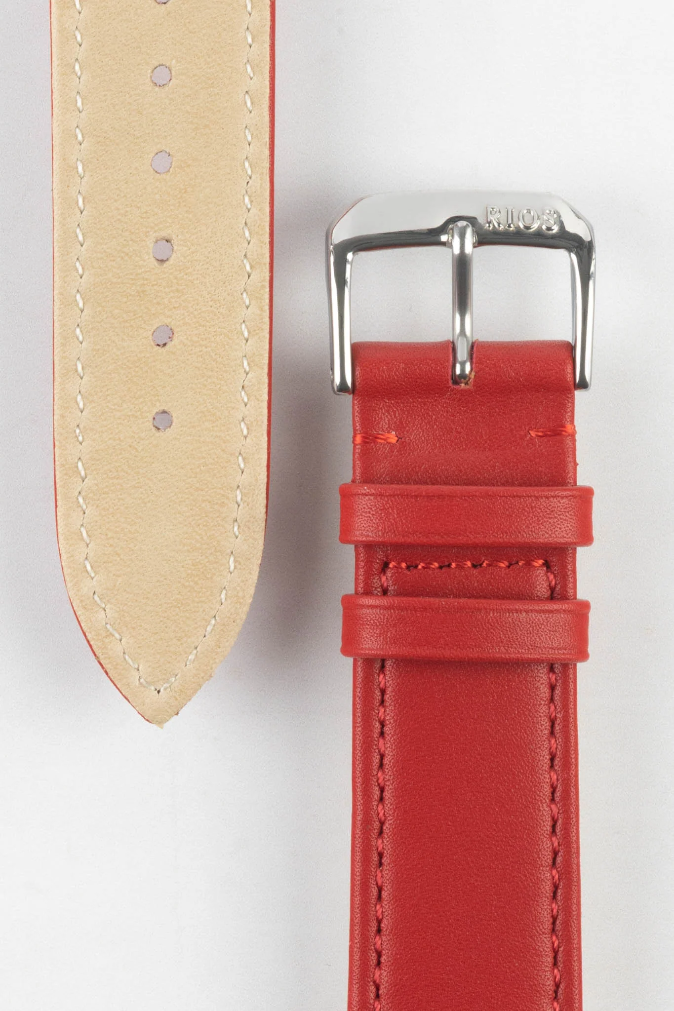 RIOS1931 TOSCANA Square-Padded Calfskin Leather Watch Strap in RED - Image 3