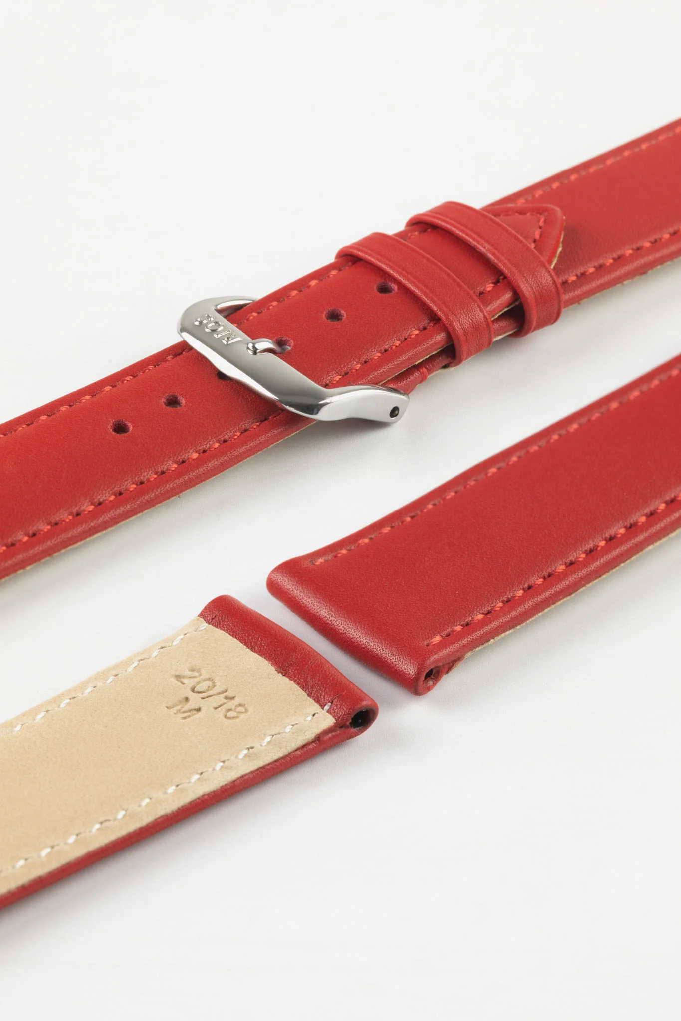 RIOS1931 TOSCANA Square-Padded Calfskin Leather Watch Strap in RED - Image 7