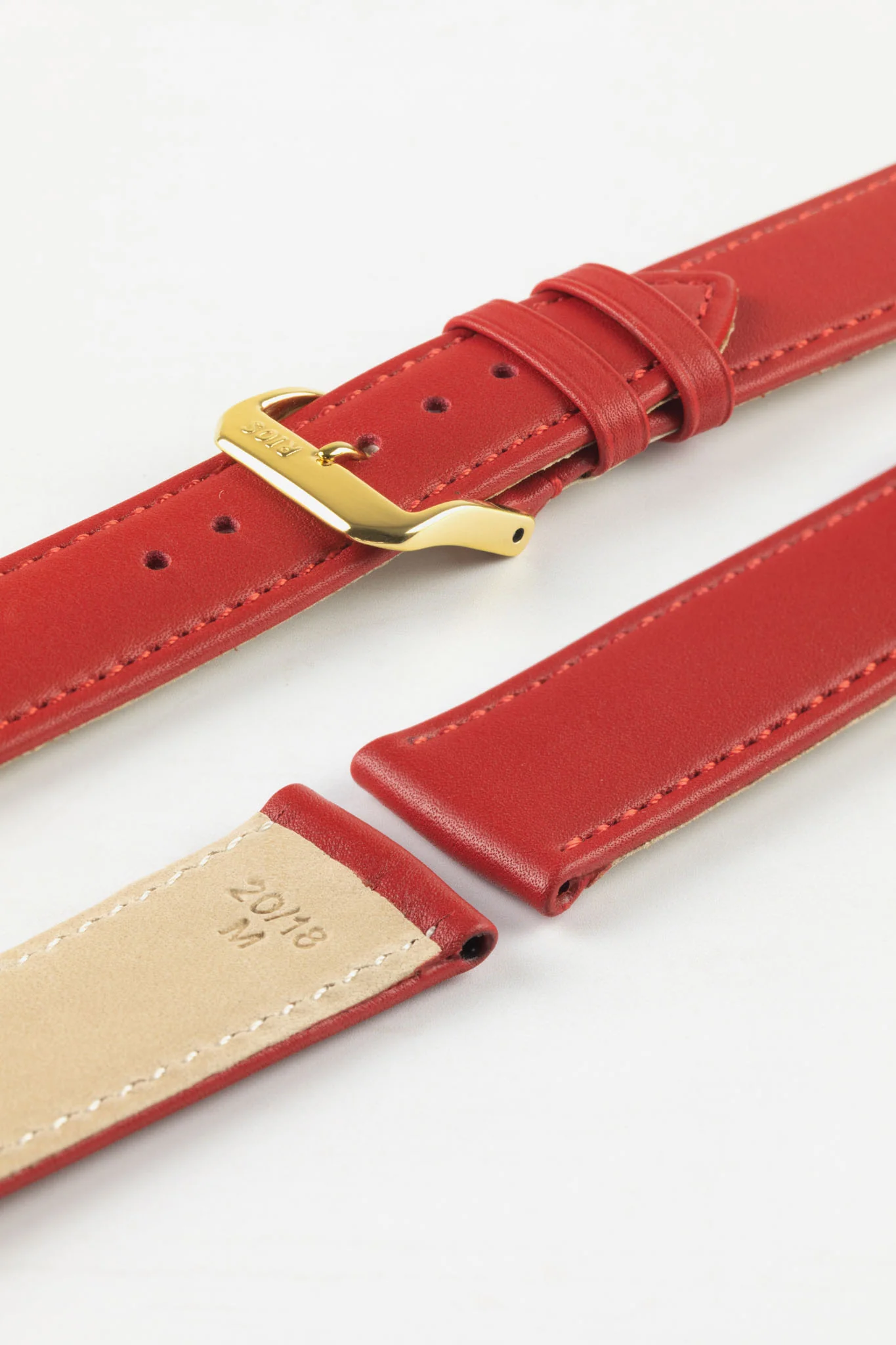RIOS1931 TOSCANA Square-Padded Calfskin Leather Watch Strap in RED - Image 8