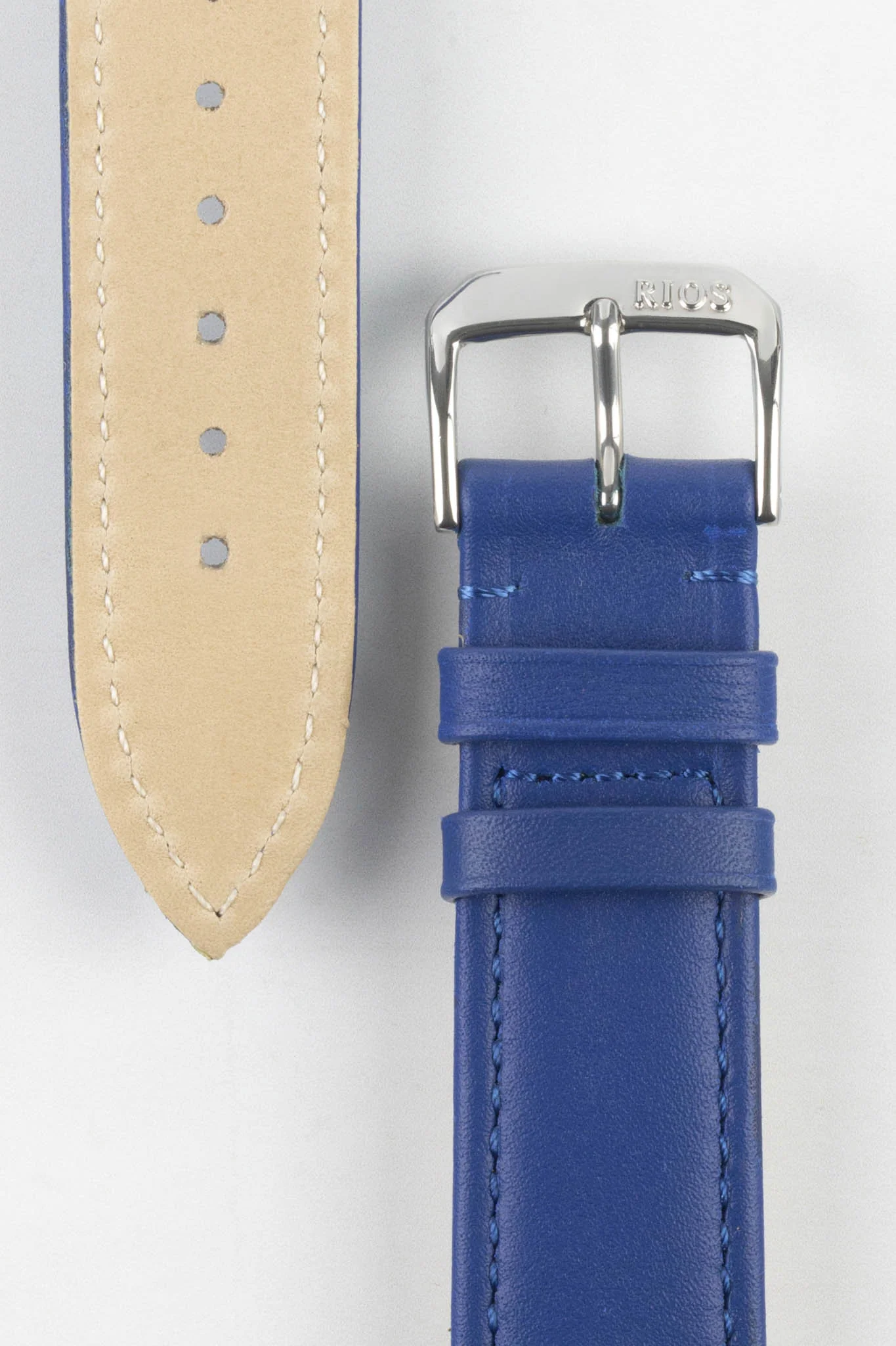 RIOS1931 TOSCANA Square-Padded Calfskin Leather Watch Strap in ROYAL BLUE - Image 3