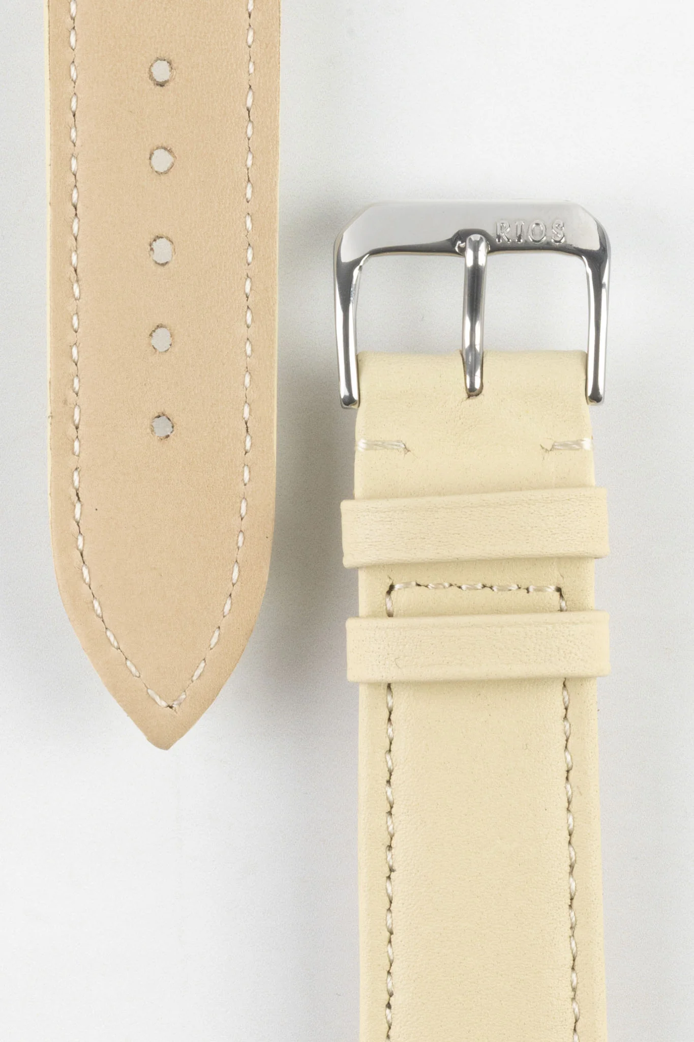 RIOS1931 TOSCANA Square-Padded Calfskin Leather Watch Strap in SAND - Image 3