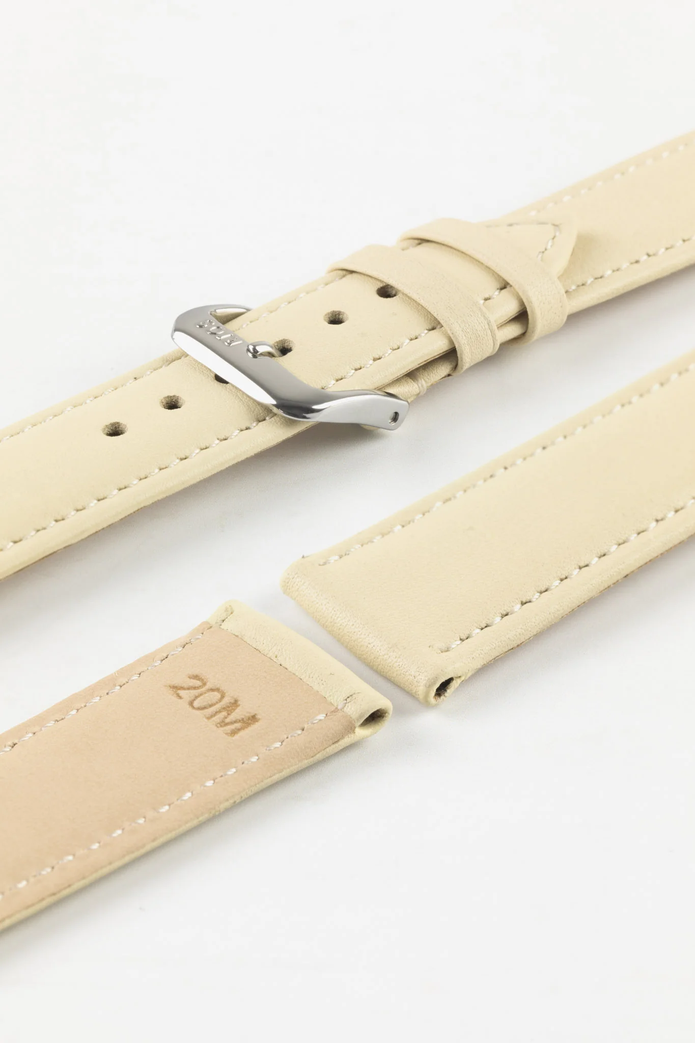 RIOS1931 TOSCANA Square-Padded Calfskin Leather Watch Strap in SAND - Image 7
