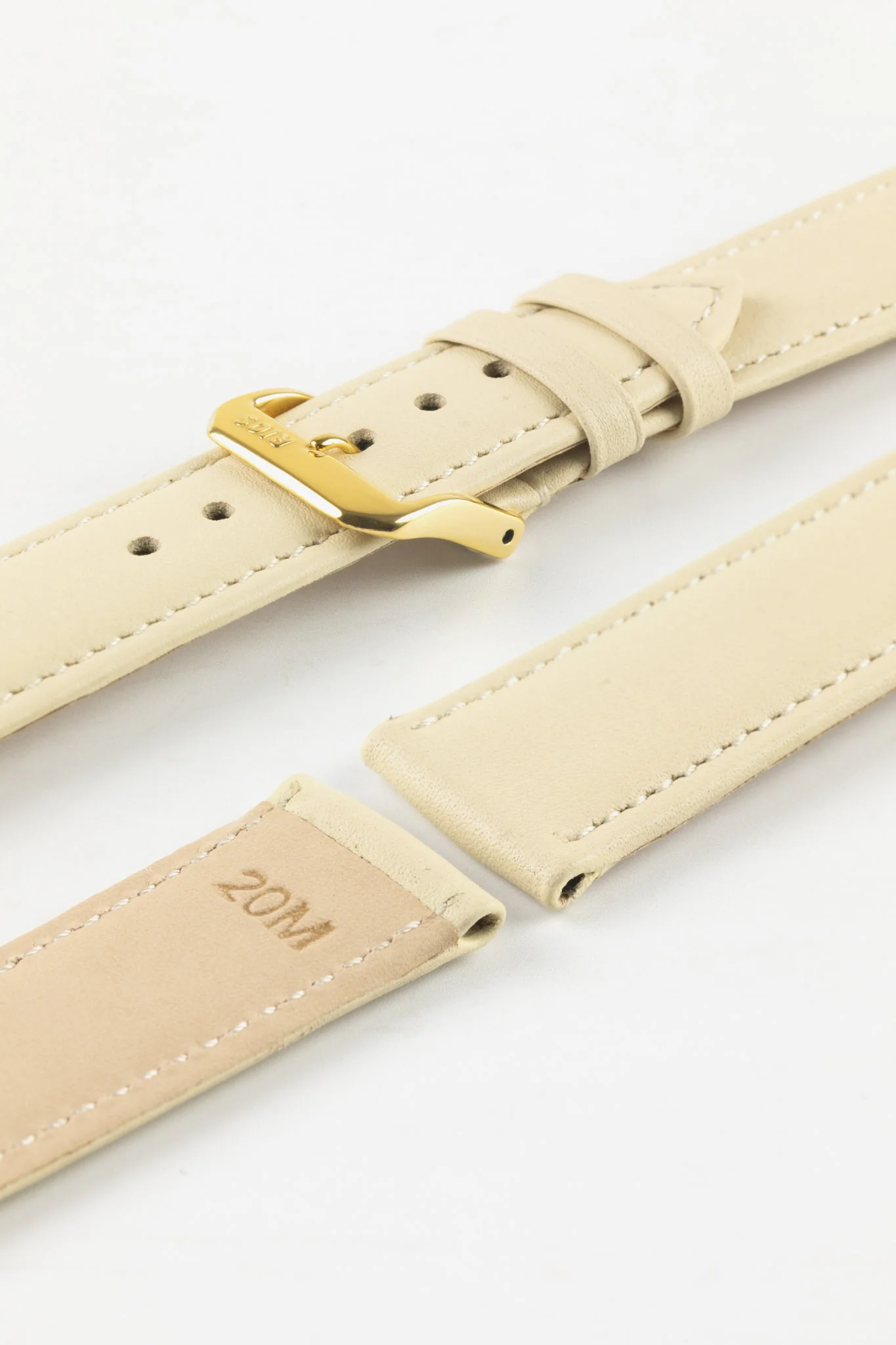RIOS1931 TOSCANA Square-Padded Calfskin Leather Watch Strap in SAND - Image 8