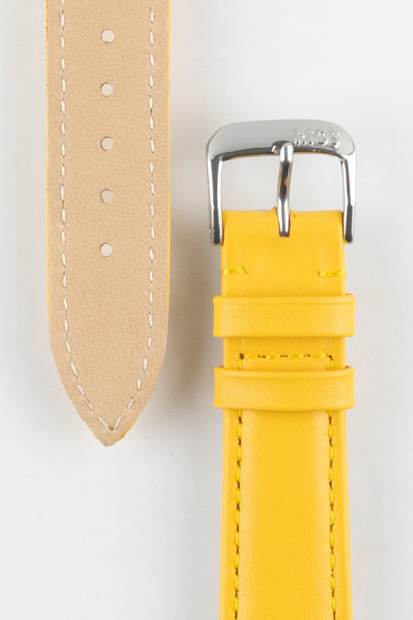RIOS1931 TOSCANA Square-Padded Calfskin Leather Watch Strap in YELLOW - Image 3