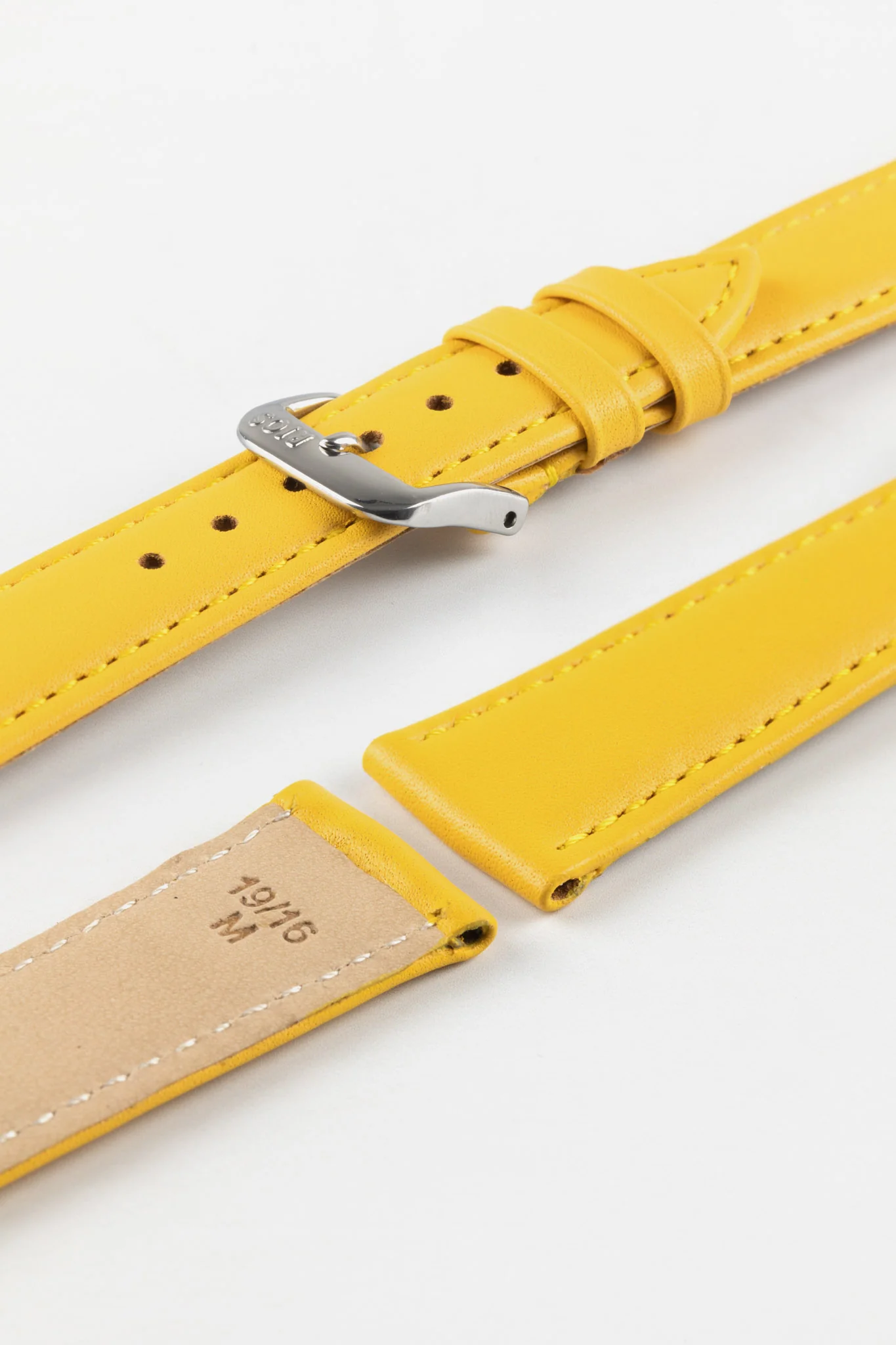 RIOS1931 TOSCANA Square-Padded Calfskin Leather Watch Strap in YELLOW - Image 7