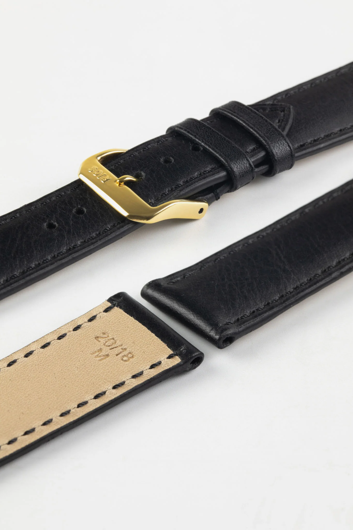RIOS1931 TULA Genuine Russia Leather Bund Watch Strap in BLACK - Image 10