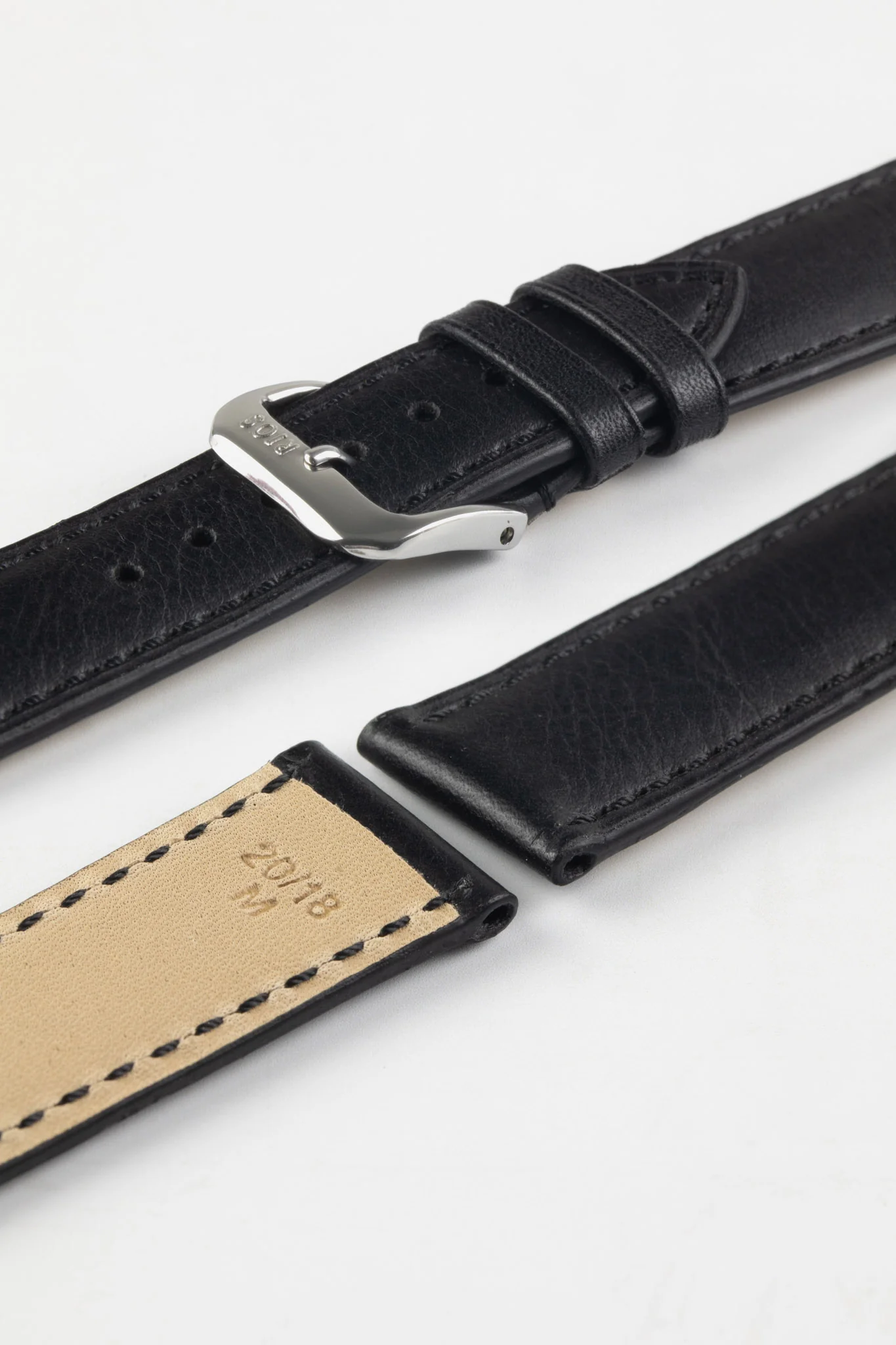 RIOS1931 TULA Genuine Russia Leather Bund Watch Strap in BLACK - Image 9