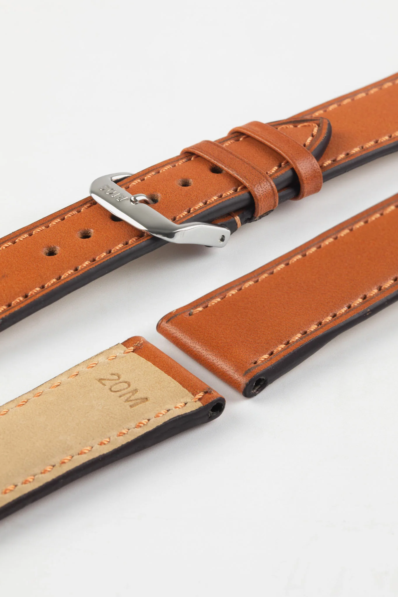 RIOS1931 TULA Genuine Russia Leather Bund Watch Strap in COGNAC - Image 5