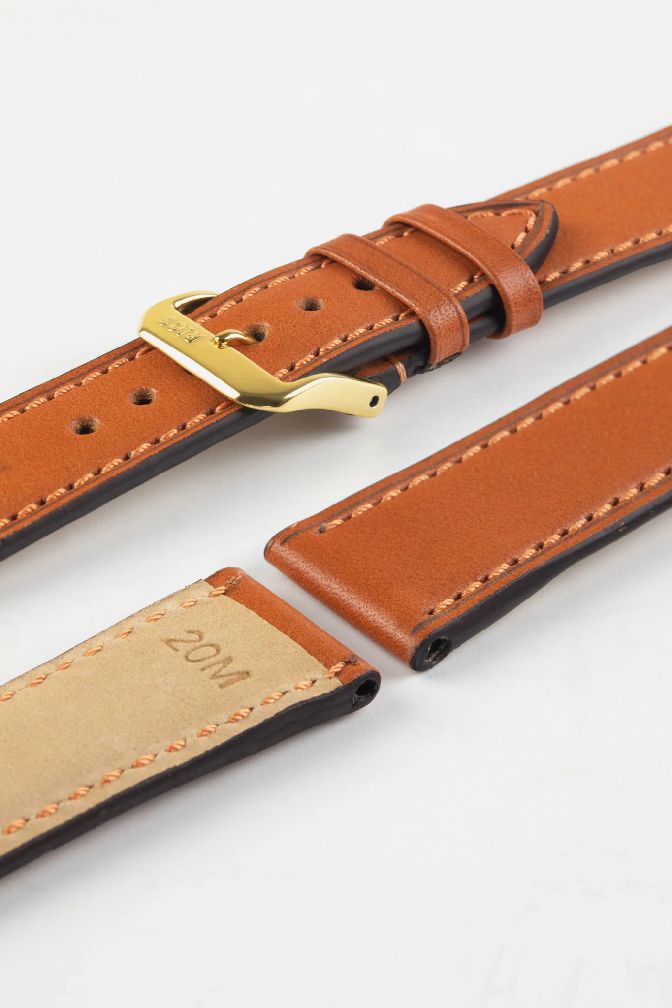 RIOS1931 TULA Genuine Russia Leather Bund Watch Strap in COGNAC - Image 6