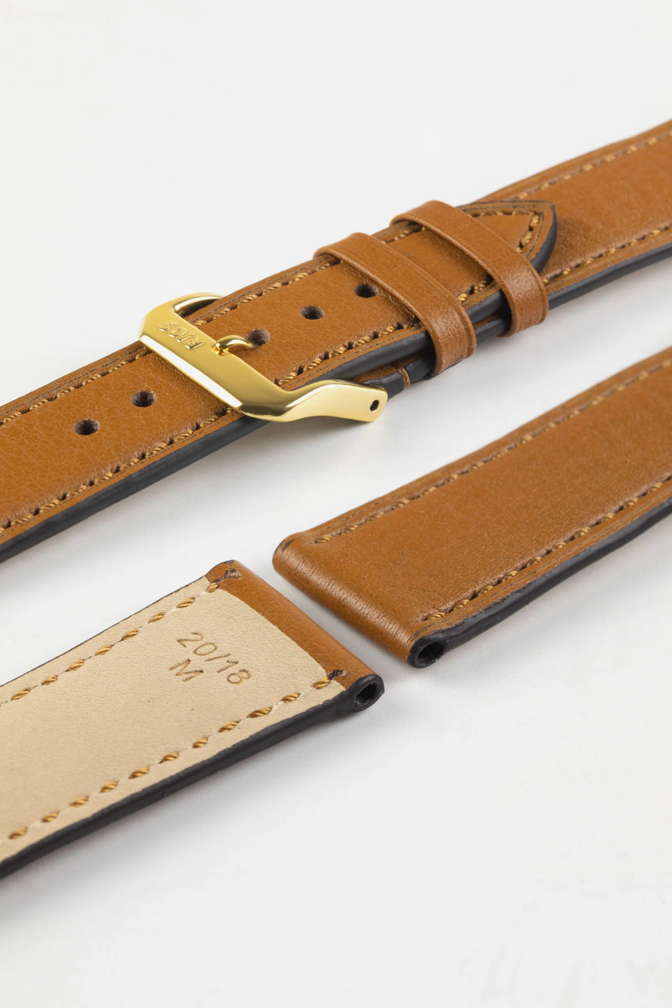 RIOS1931 TULA Genuine Russia Leather Bund Watch Strap in HONEY - Image 6