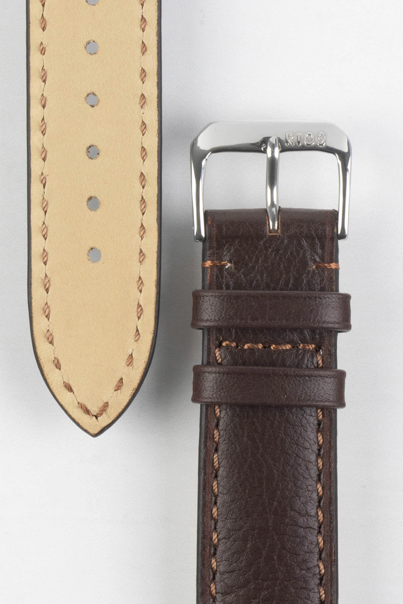 RIOS1931 TULA Genuine Russia Leather Bund Watch Strap in MOCHA - Image 3
