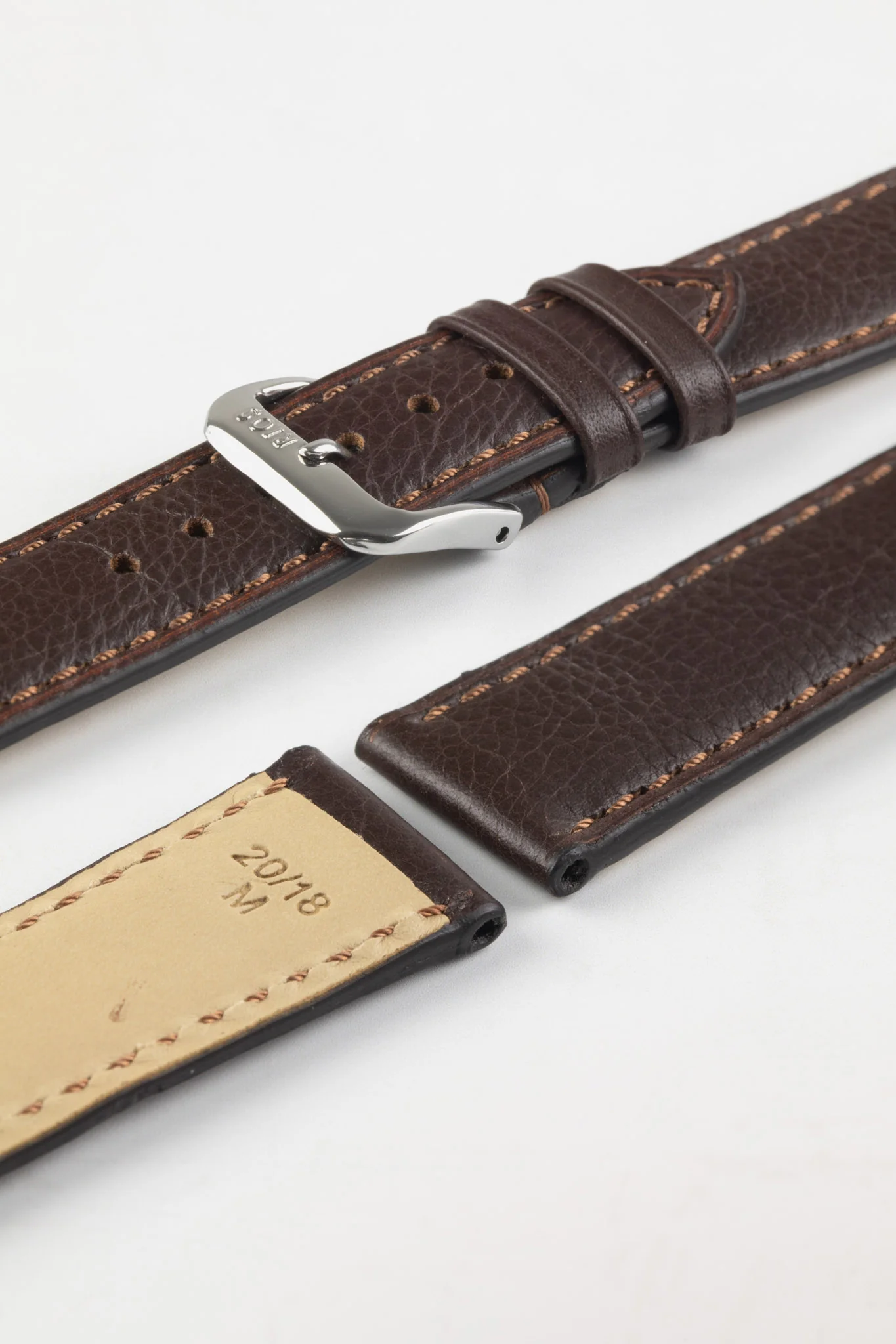 RIOS1931 TULA Genuine Russia Leather Bund Watch Strap in MOCHA - Image 5