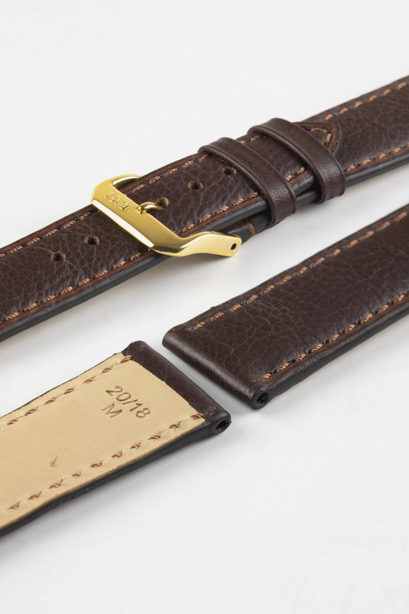 RIOS1931 TULA Genuine Russia Leather Bund Watch Strap in MOCHA - Image 6