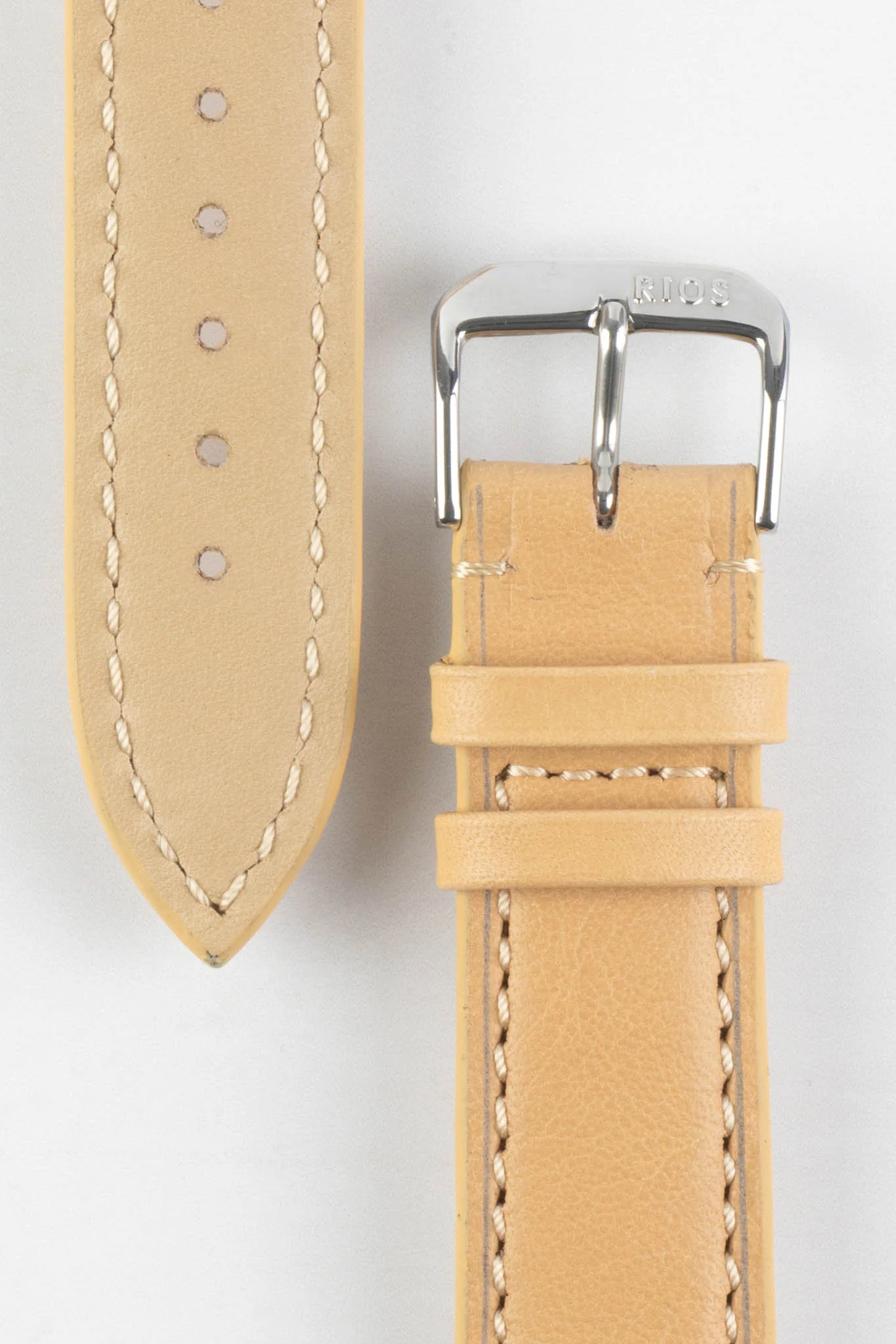 RIOS1931 TULA Genuine Russia Leather Bund Watch Strap in SAND - Image 3