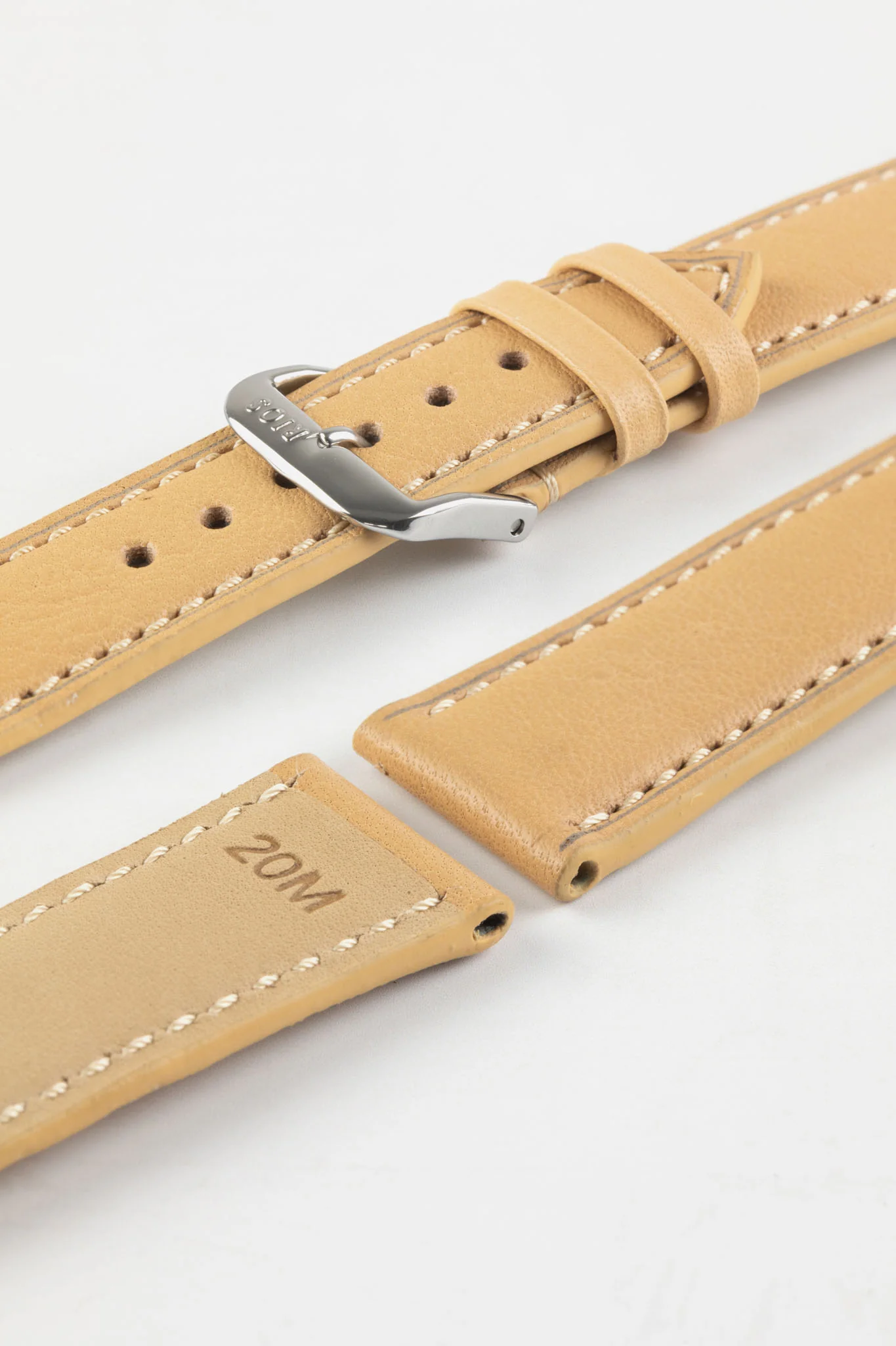 RIOS1931 TULA Genuine Russia Leather Bund Watch Strap in SAND - Image 5