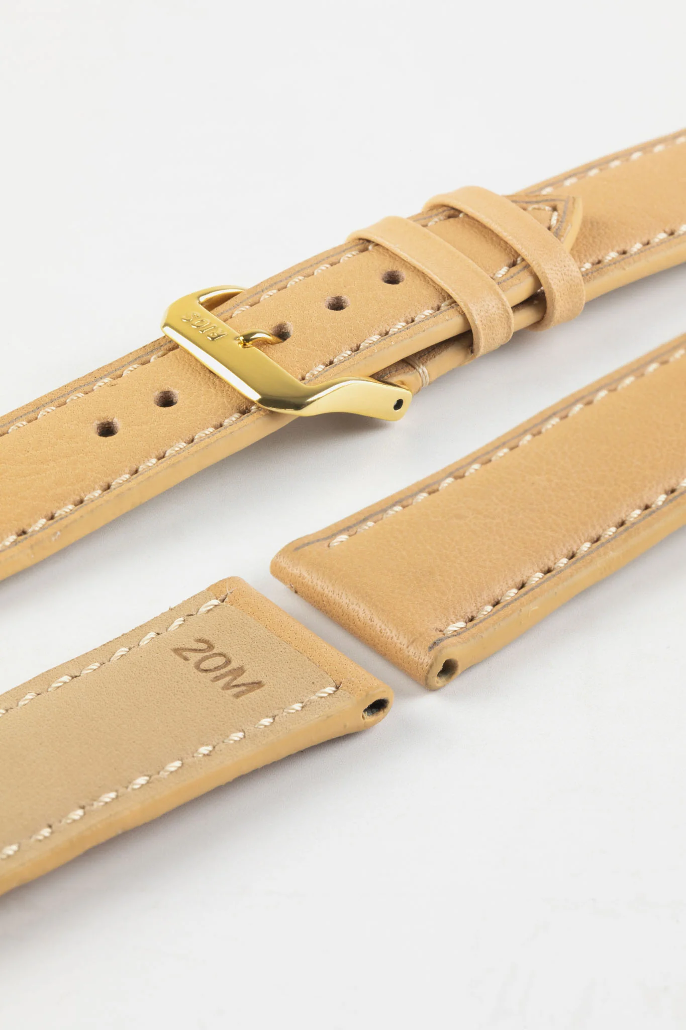 RIOS1931 TULA Genuine Russia Leather Bund Watch Strap in SAND - Image 6