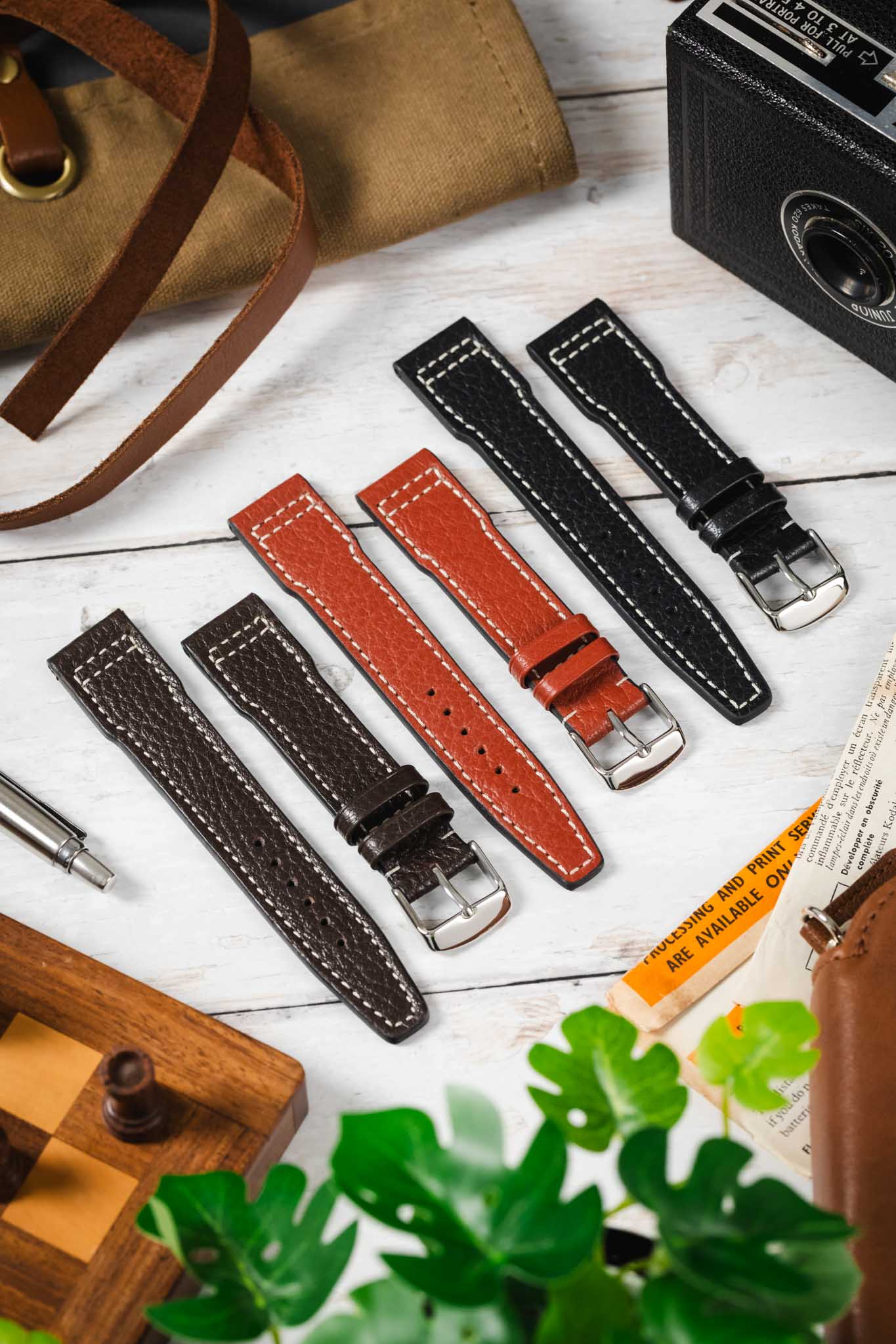 RIOS1931 TYPHOON Genuine Buffalo Leather Watch Strap in Cognac - Image 3