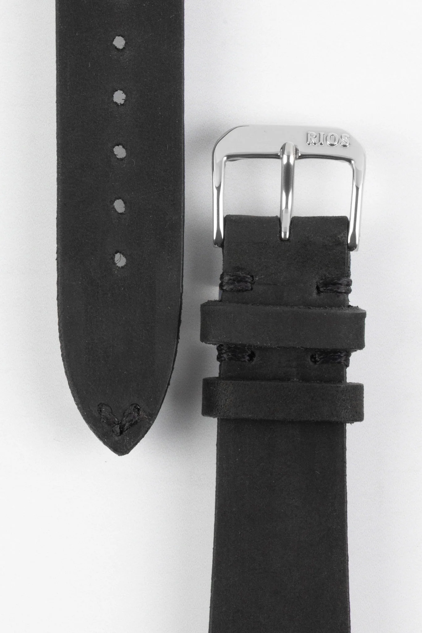 RIOS1931 WALKER Genuine Vintage Leather Watch Strap in BLACK - Image 3