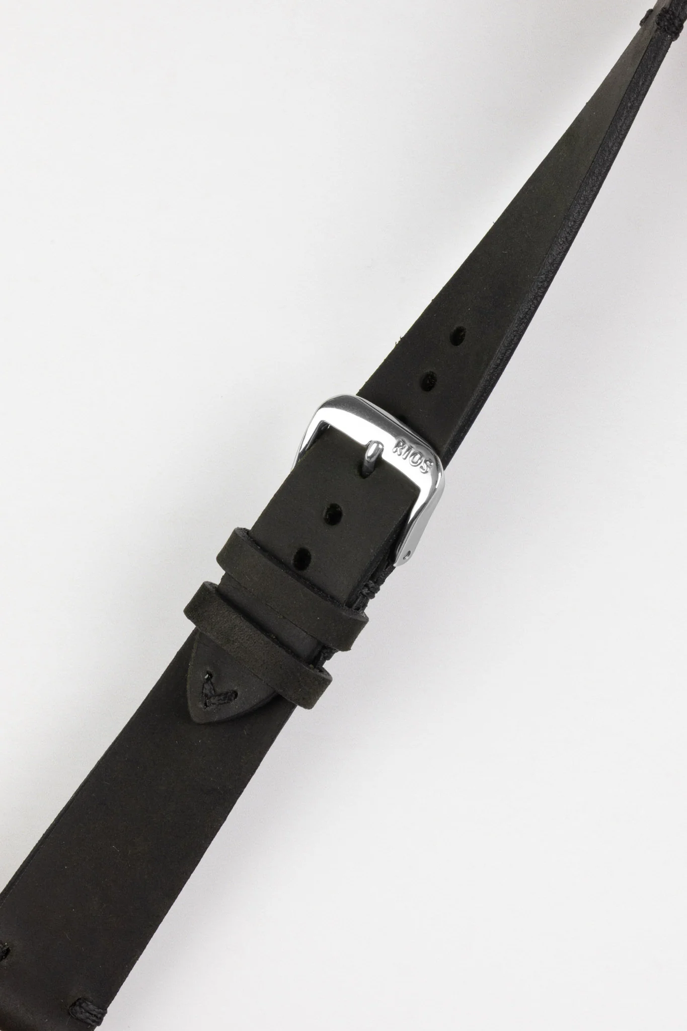 RIOS1931 WALKER Genuine Vintage Leather Watch Strap in BLACK - Image 4
