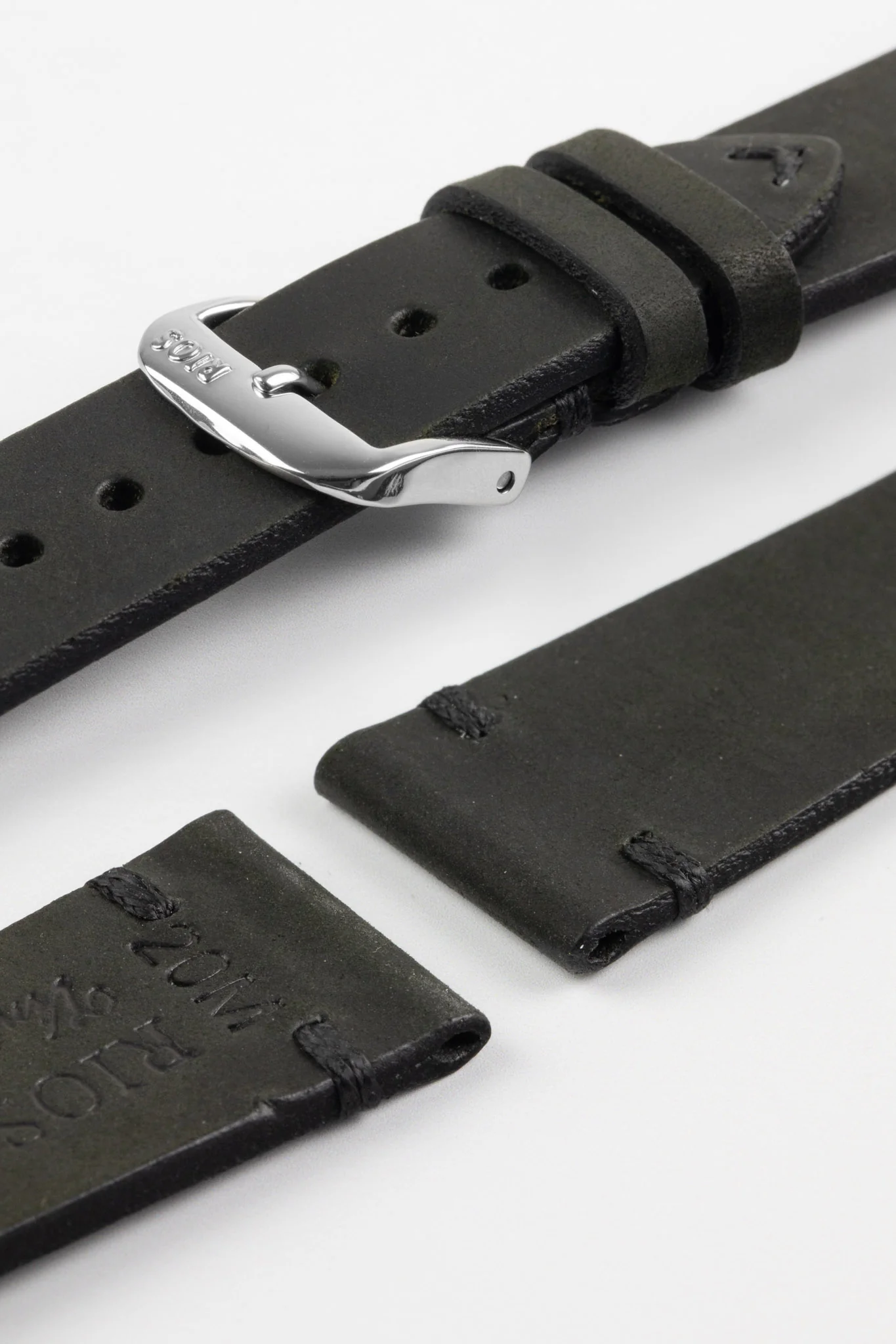 RIOS1931 WALKER Genuine Vintage Leather Watch Strap in BLACK - Image 6