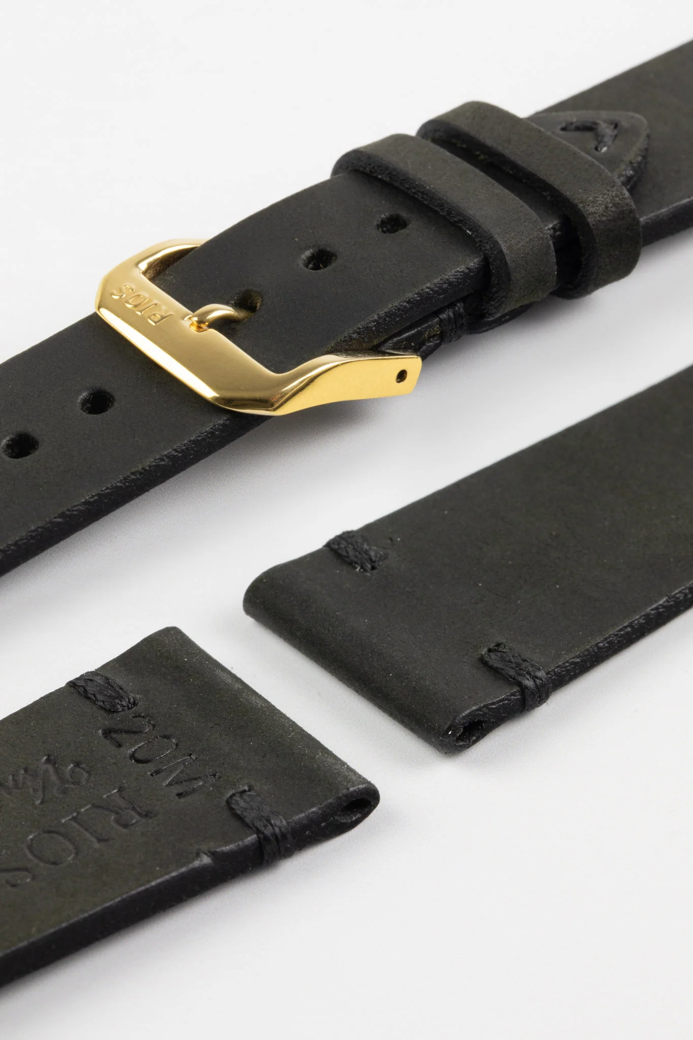RIOS1931 WALKER Genuine Vintage Leather Watch Strap in BLACK - Image 7
