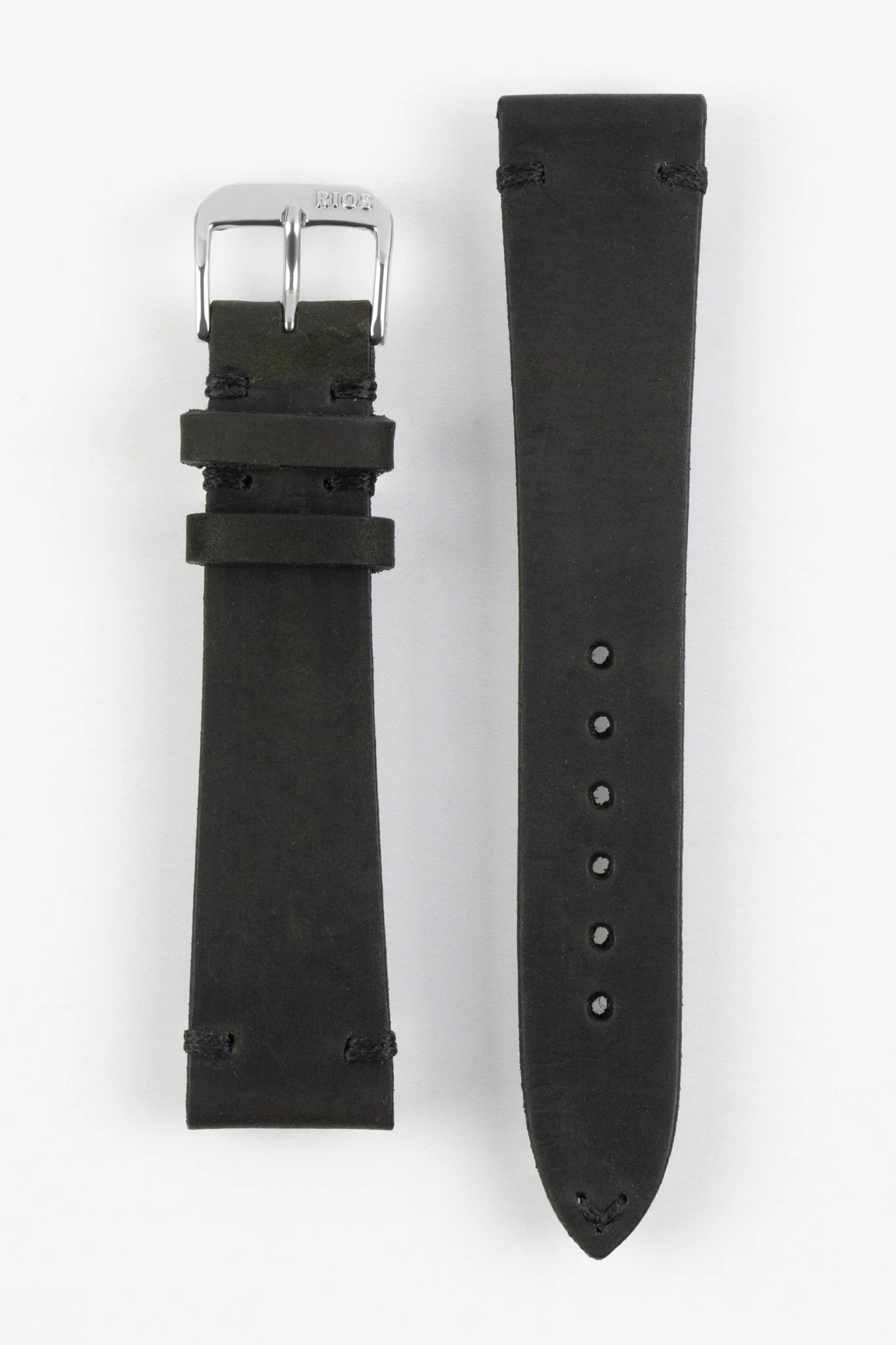 RIOS1931 WALKER Genuine Vintage Leather Watch Strap in BLACK - Image 9