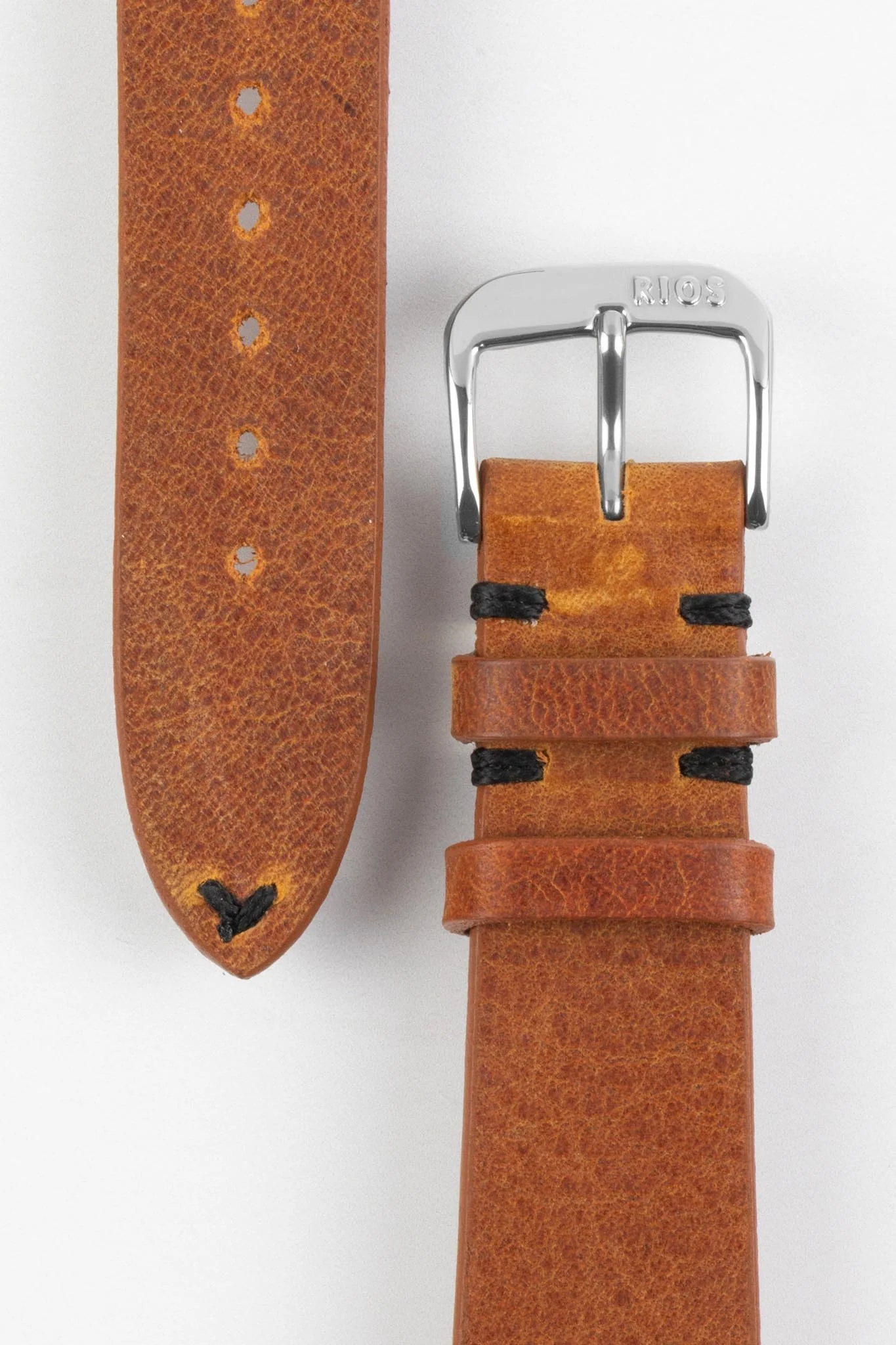 RIOS1931 WALKER Genuine Vintage Leather Watch Strap in COGNAC - Image 3