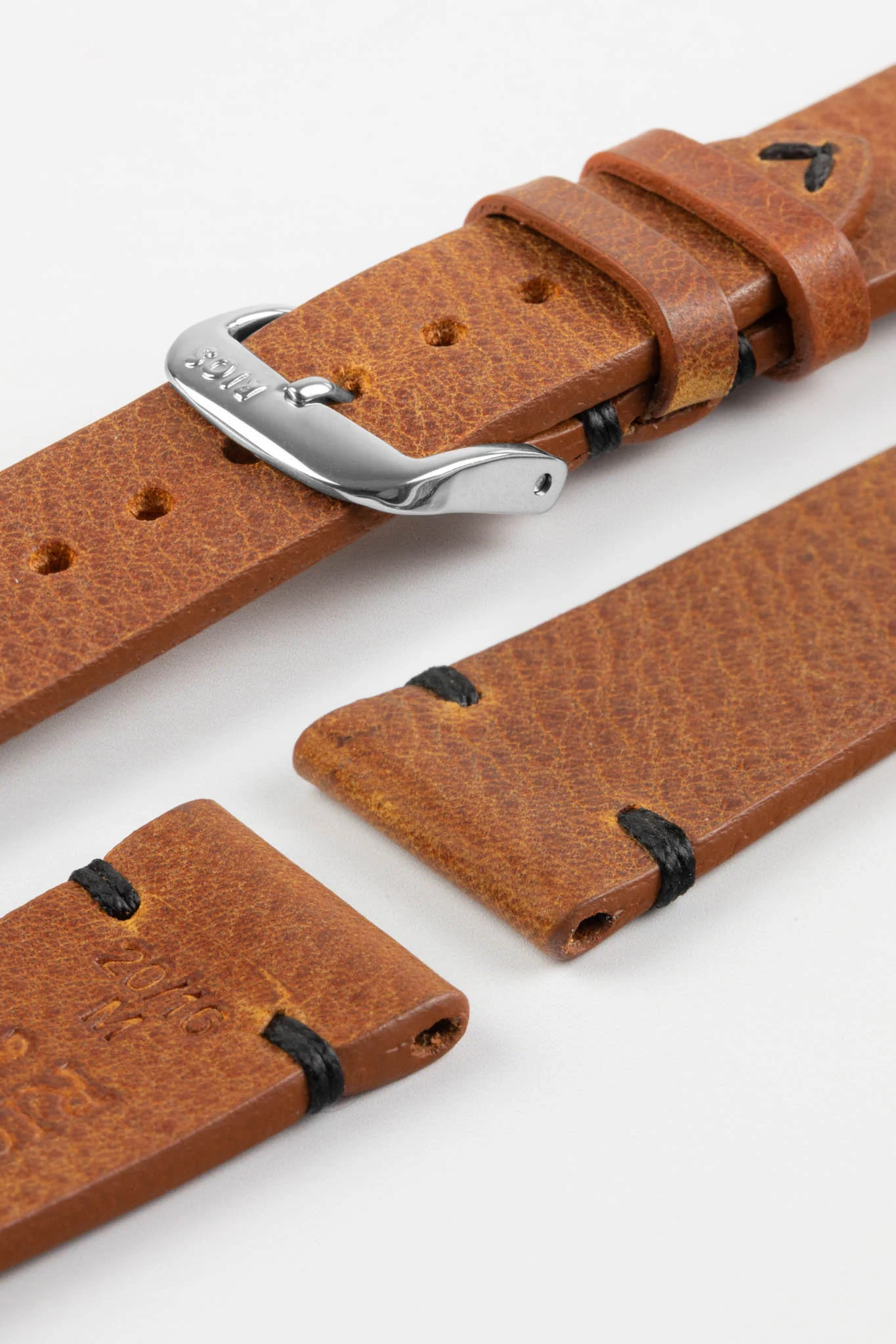 RIOS1931 WALKER Genuine Vintage Leather Watch Strap in COGNAC - Image 6