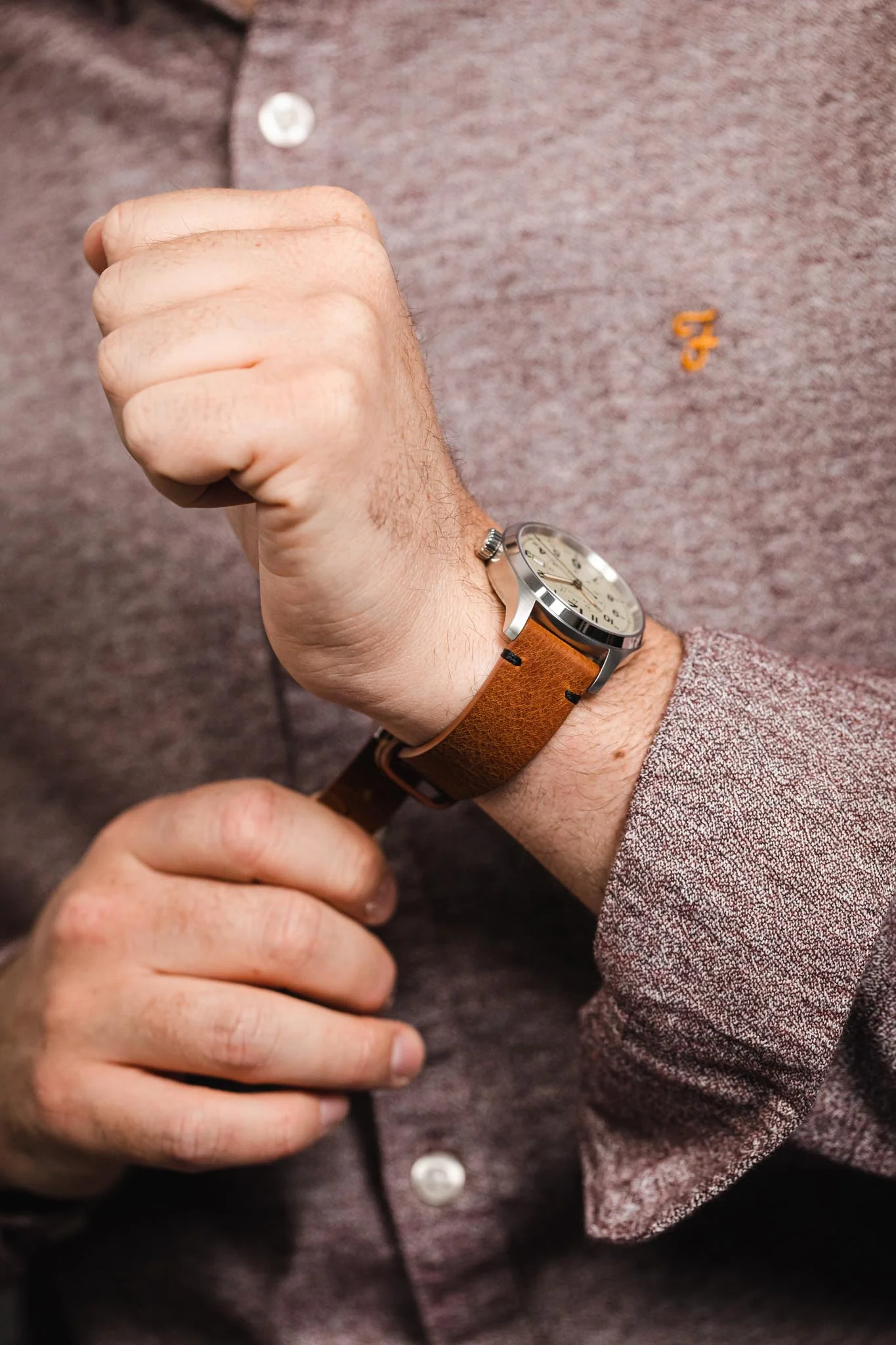RIOS1931 WALKER Genuine Vintage Leather Watch Strap in COGNAC - Image 8