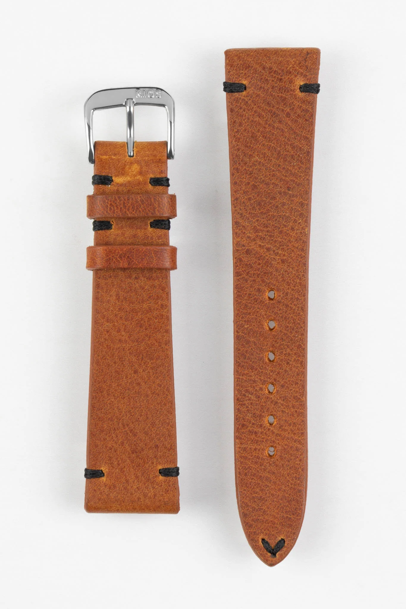 RIOS1931 WALKER Genuine Vintage Leather Watch Strap in COGNAC - Image 9