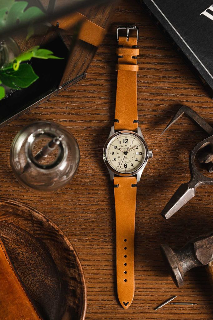 RIOS1931 WALKER Genuine Vintage Leather Watch Strap in HONEY - Image 5