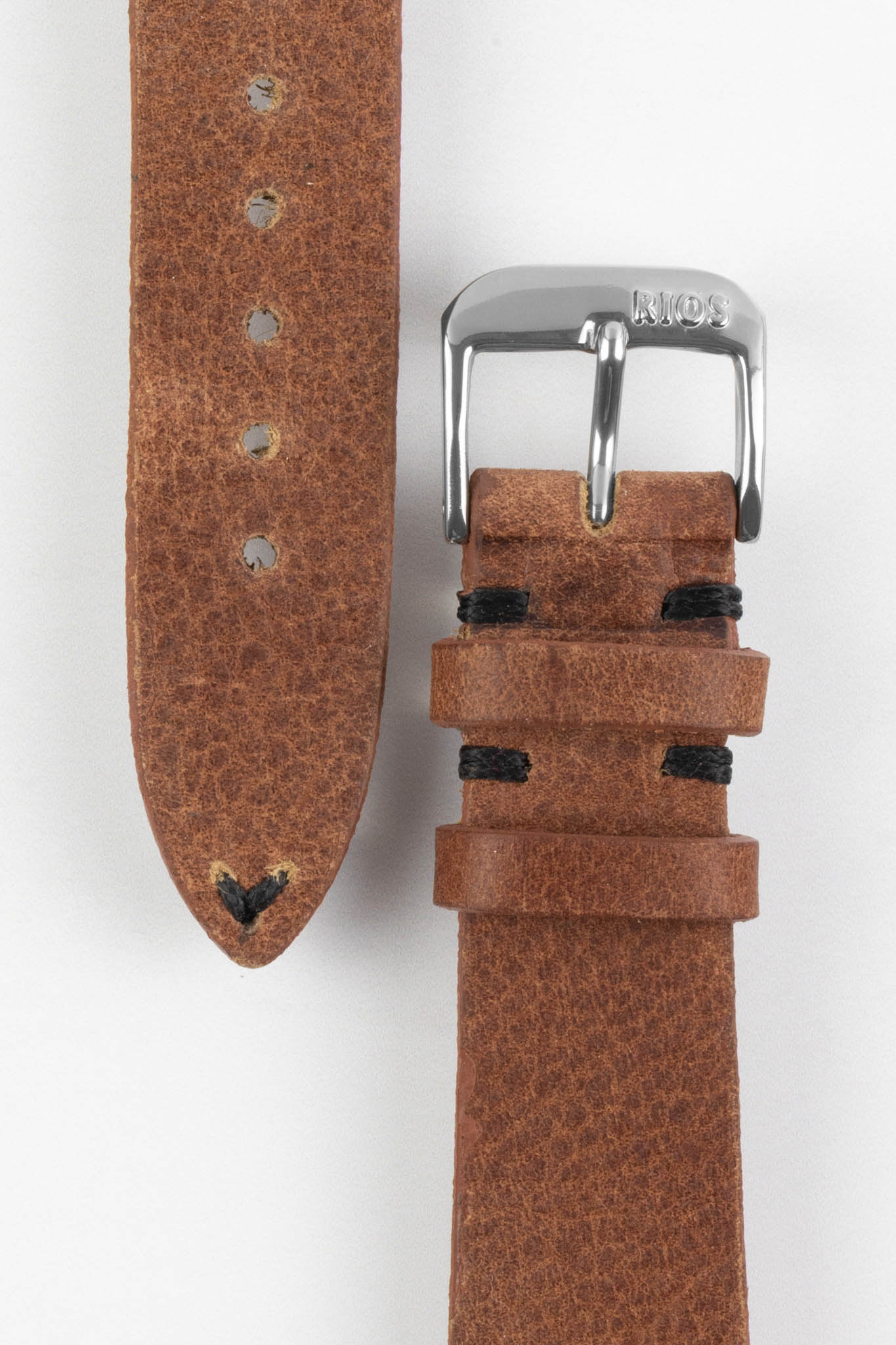 RIOS1931 WALKER Genuine Vintage Leather Watch Strap in MAHOGANY - Image 3