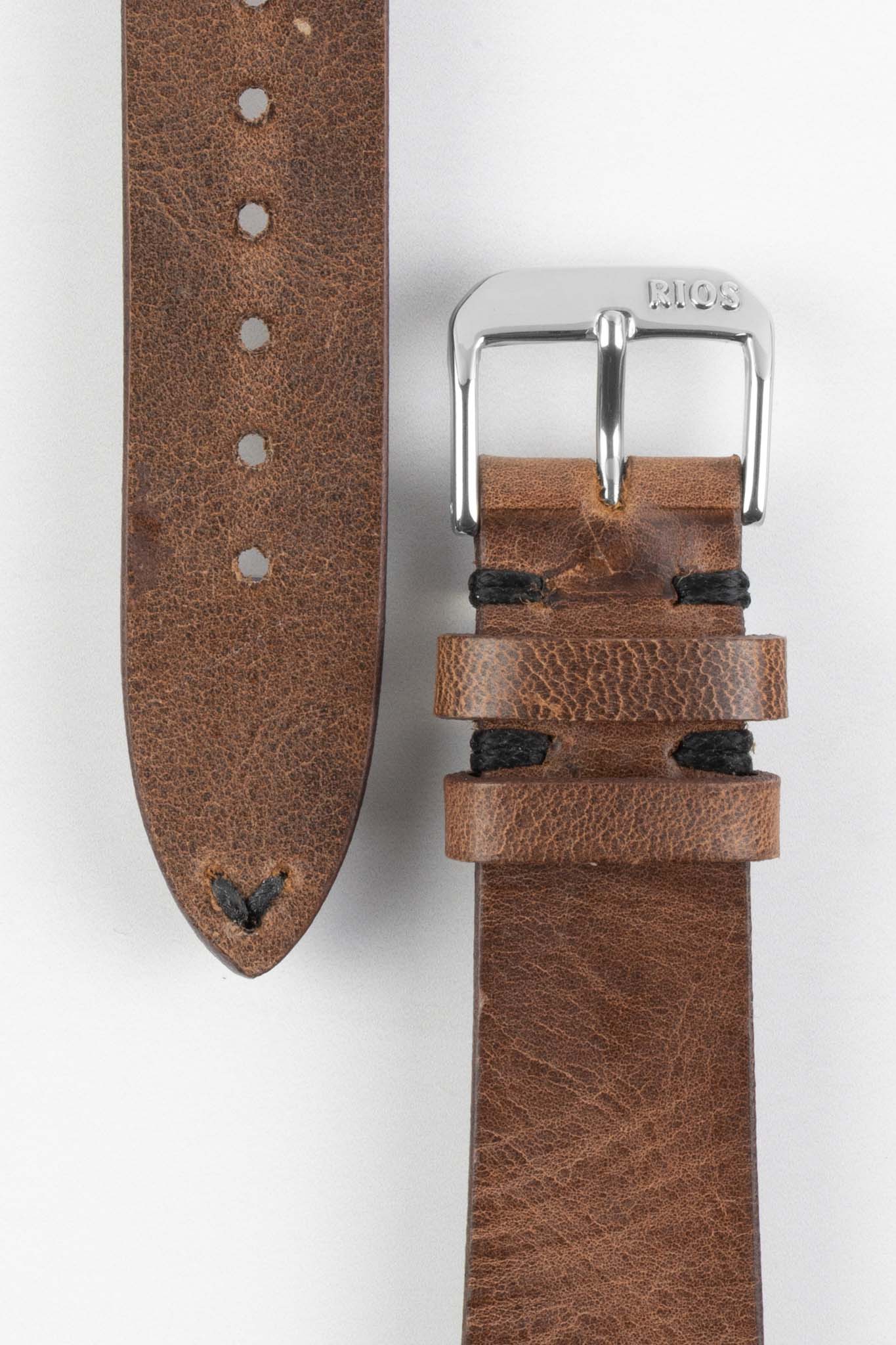 RIOS1931 WALKER Genuine Vintage Leather Watch Strap in MOCHA - Image 3