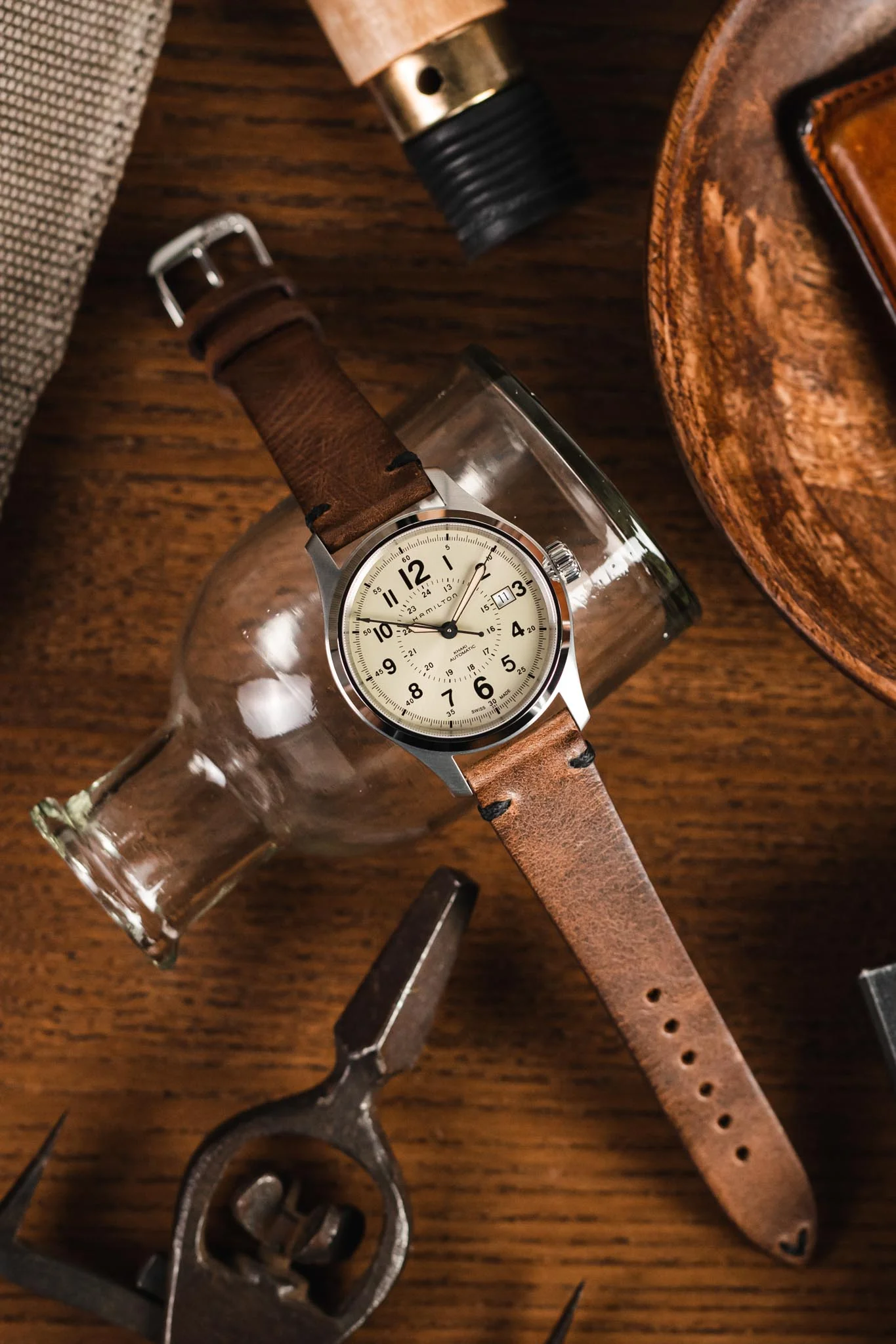 RIOS1931 WALKER Genuine Vintage Leather Watch Strap in MOCHA - Image 4