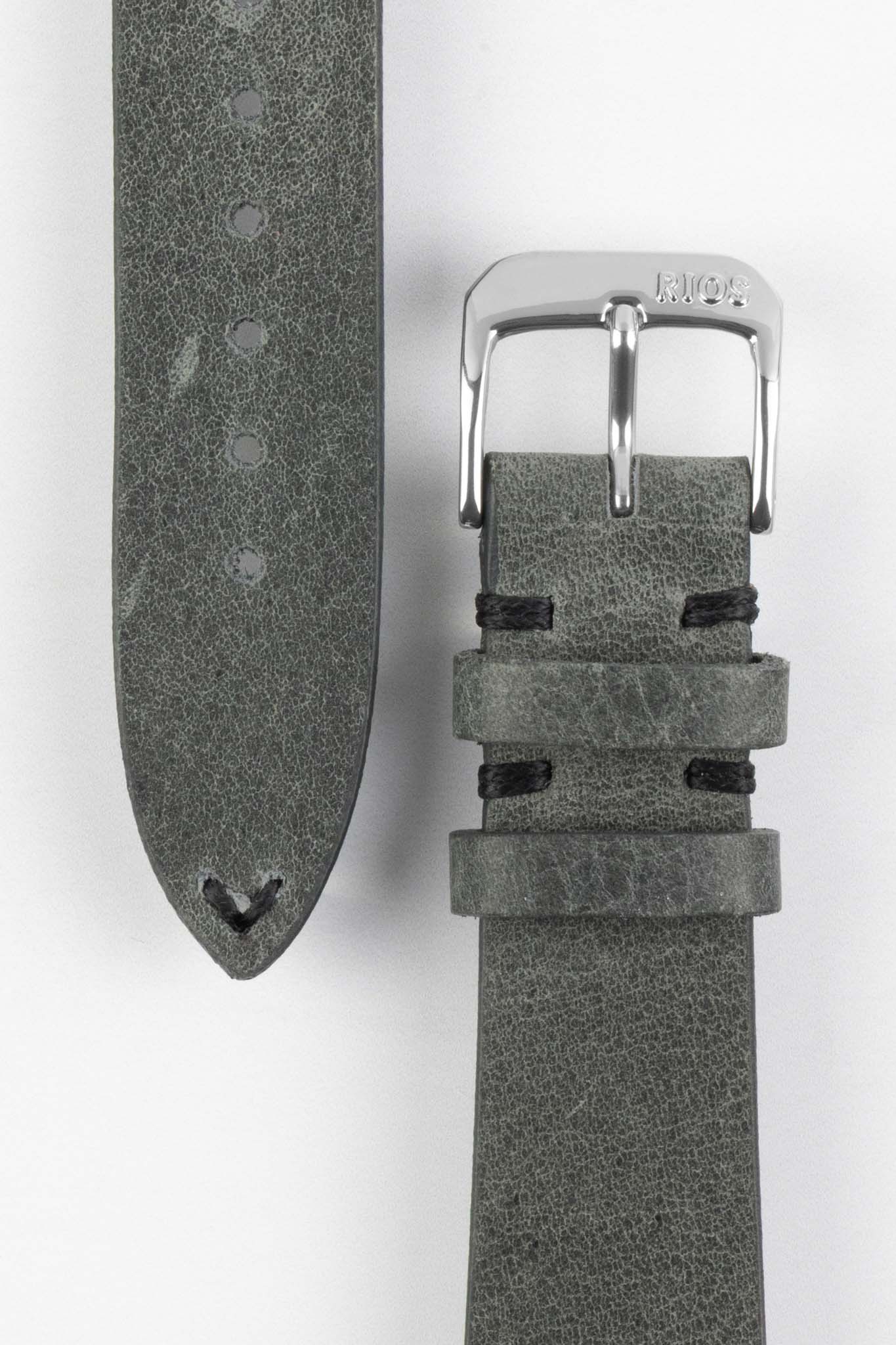 RIOS1931 WALKER Genuine Vintage Leather Watch Strap in STONE GREY - Image 3