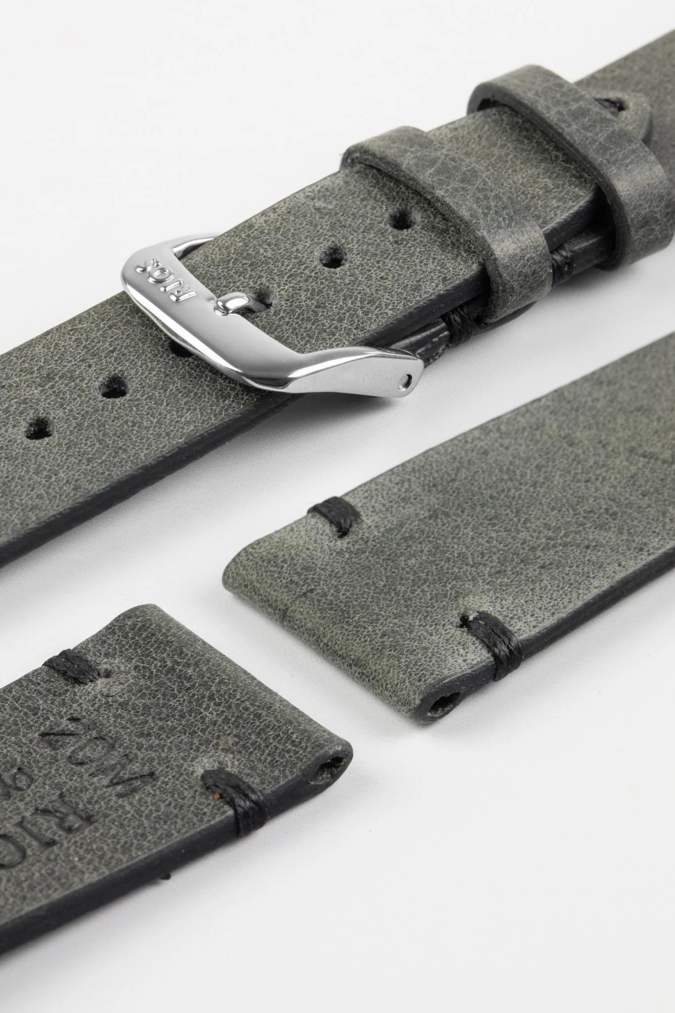RIOS1931 WALKER Genuine Vintage Leather Watch Strap in STONE GREY - Image 6