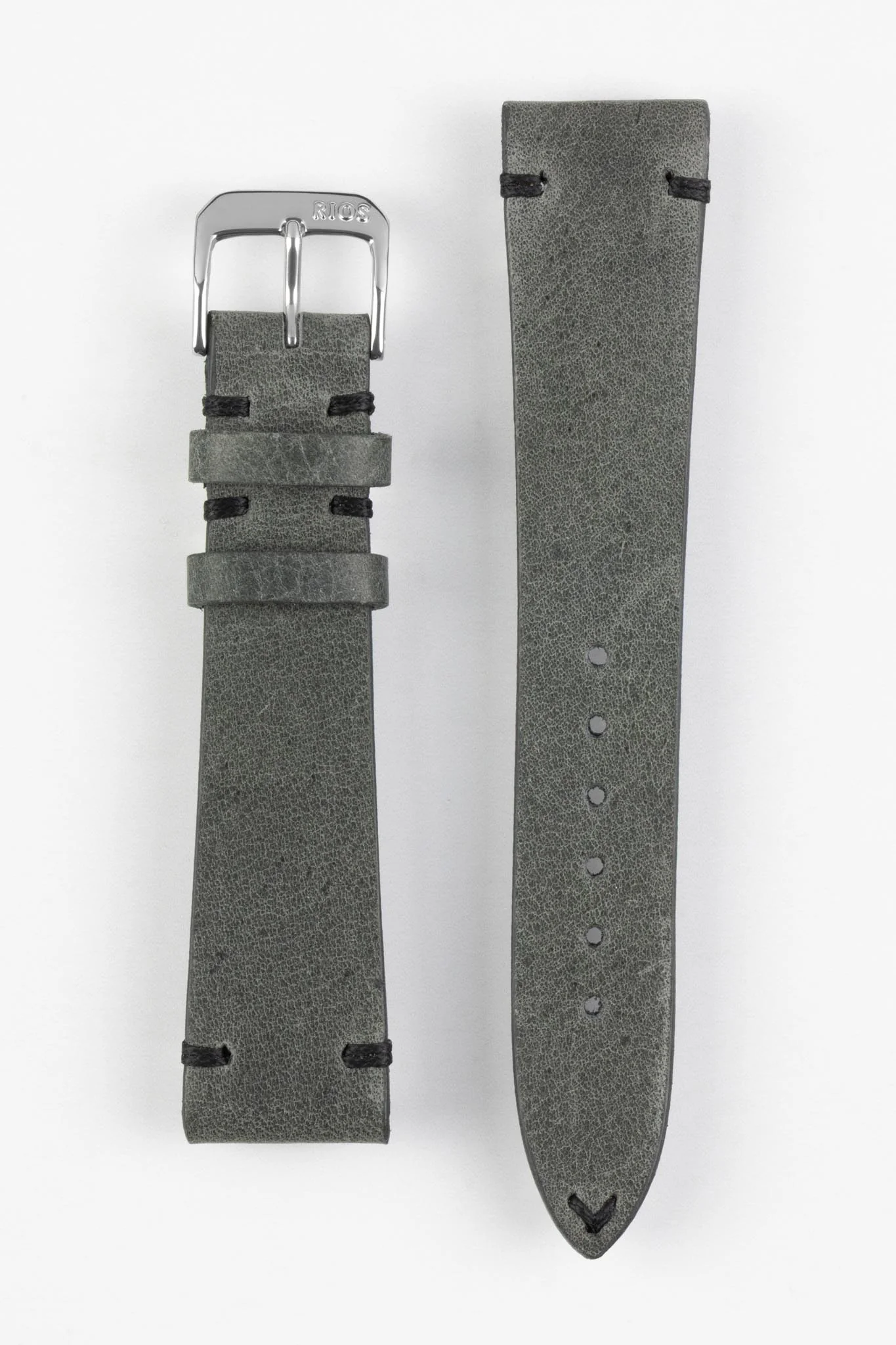 RIOS1931 WALKER Genuine Vintage Leather Watch Strap in STONE GREY - Image 9