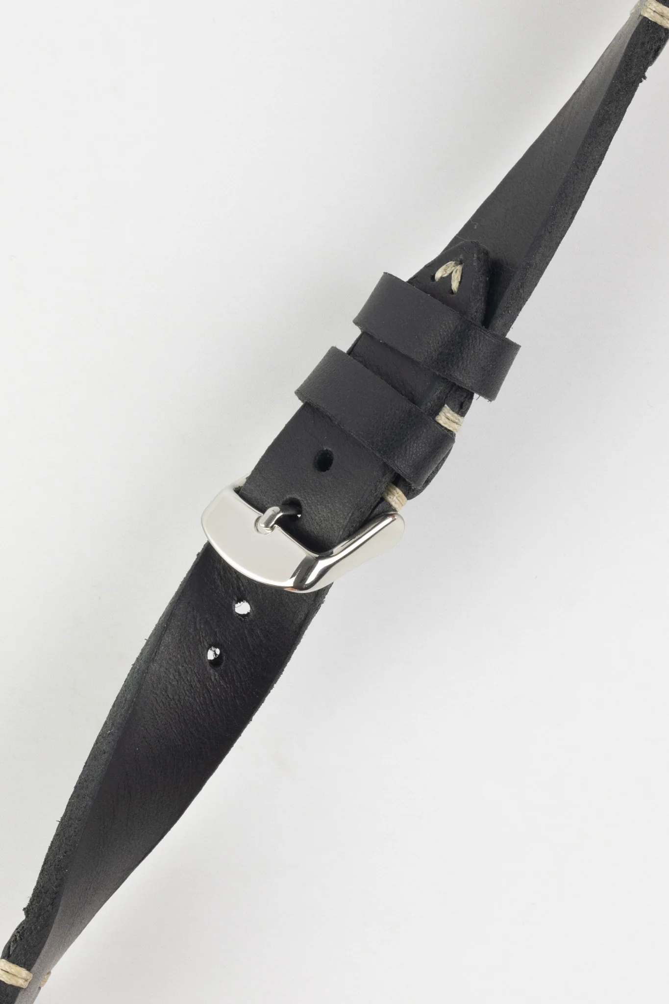 RIOS1931 WATTS Vintage Leather Watch Strap in BLACK - Image 4