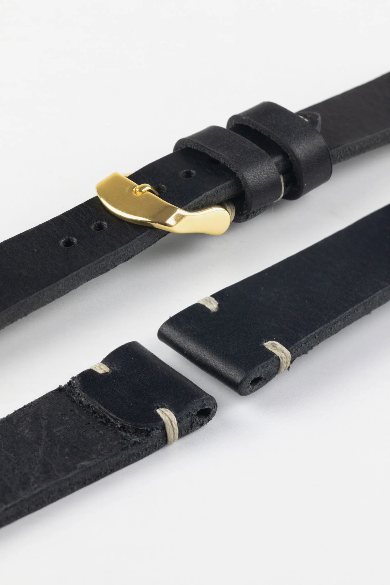RIOS1931 WATTS Vintage Leather Watch Strap in BLACK - Image 8