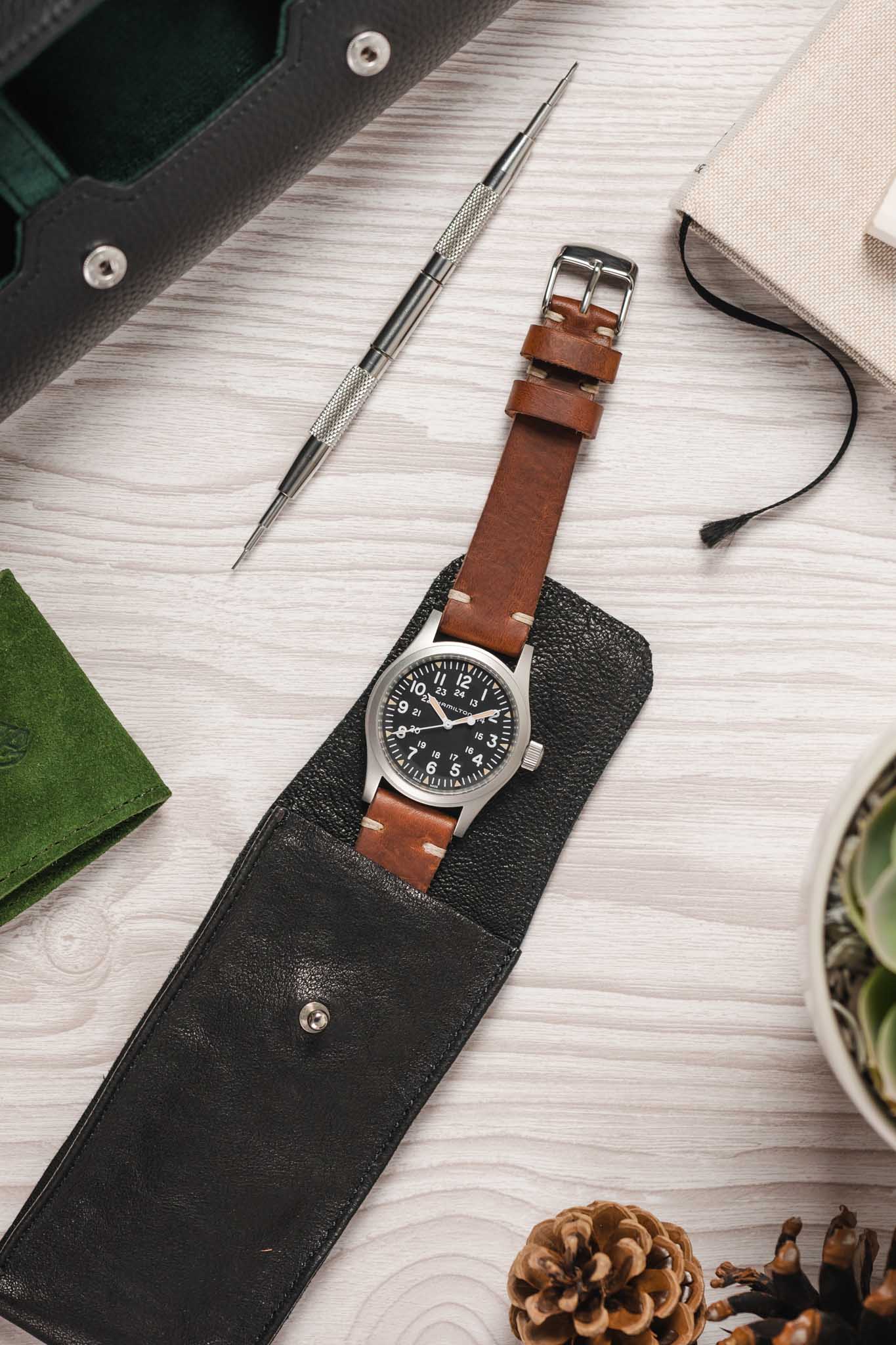 RIOS1931 WATTS Vintage Leather Watch Strap in MAHOGANY - Image 6
