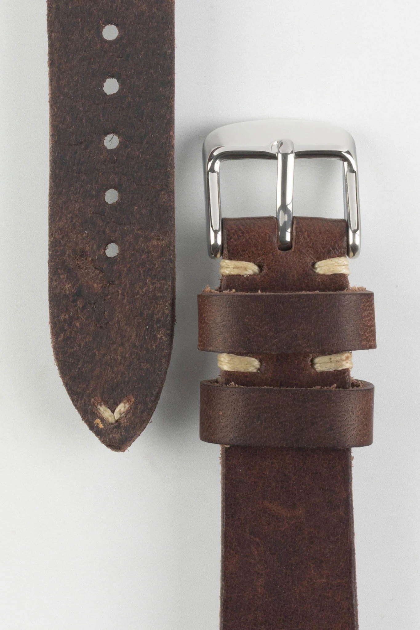 RIOS1931 WATTS Vintage Leather Watch Strap in MOCHA - Image 3