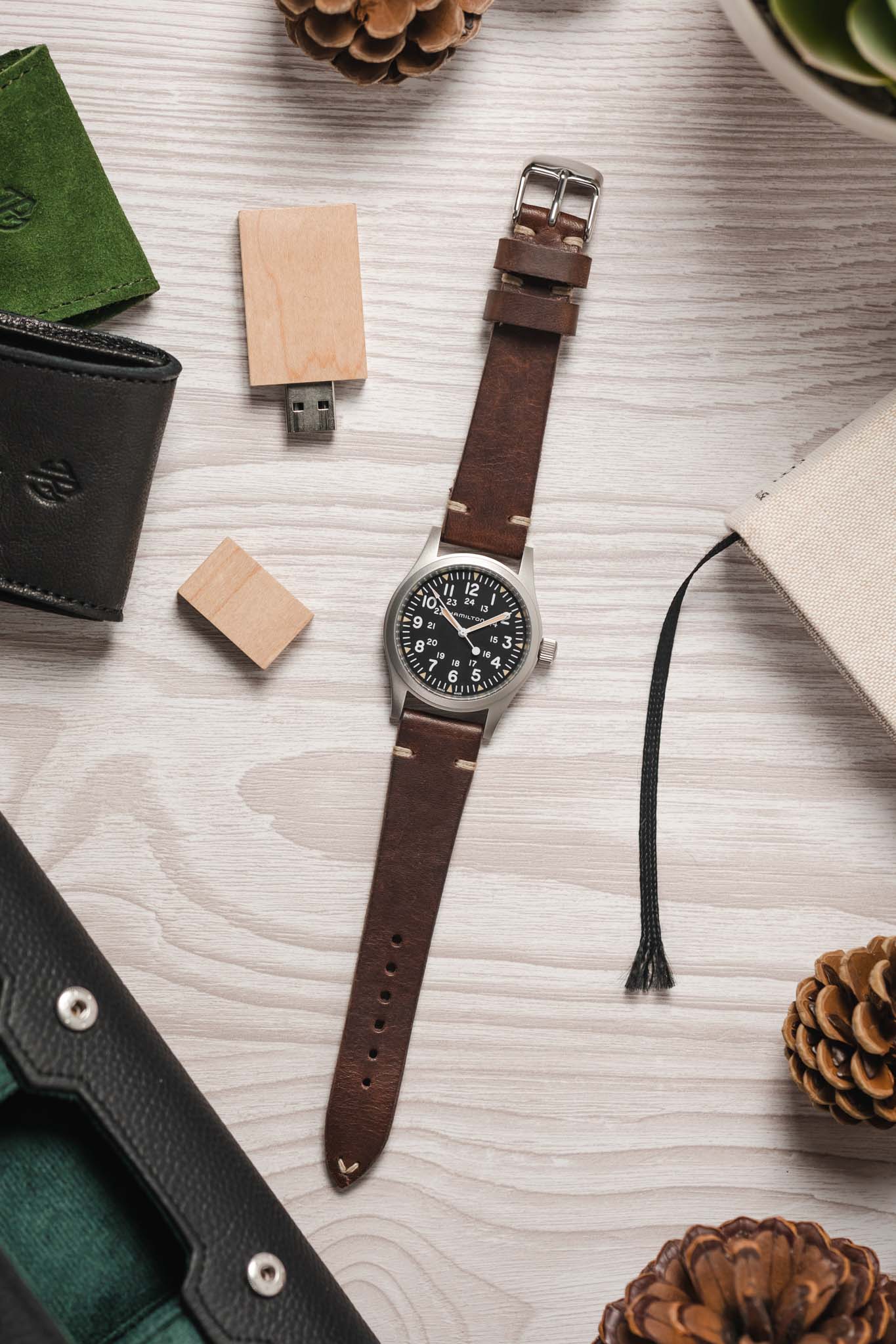 RIOS1931 WATTS Vintage Leather Watch Strap in MOCHA - Image 8