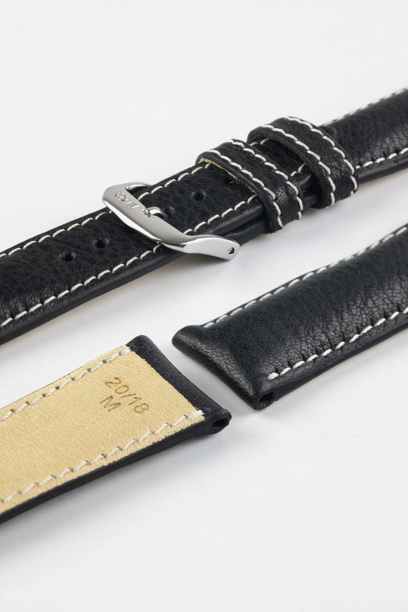 RIOS1931 WEILHEIM Organic Leather Watch Strap in BLACK - Image 4
