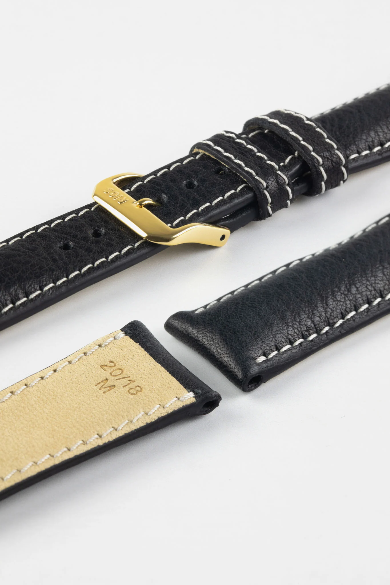 RIOS1931 WEILHEIM Organic Leather Watch Strap in BLACK - Image 5