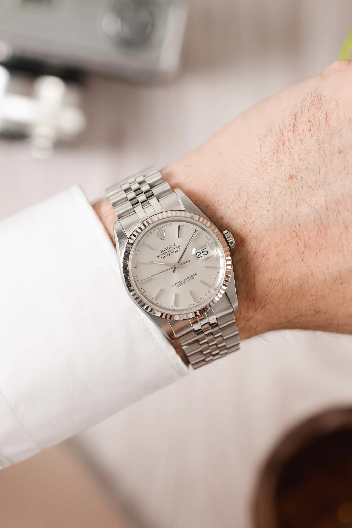 ROLEX 16234 Datejust 36mm Jubilee Stainless Steel Watch – Silver Dial with Baton Indexes - Image 2